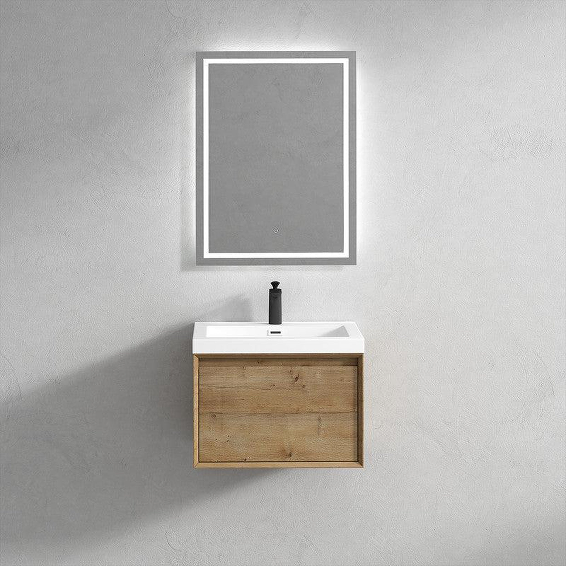 Bellezza 24" White Oak Wall-Mounted Vanity With Single Reinforced White Acrylic Sink
