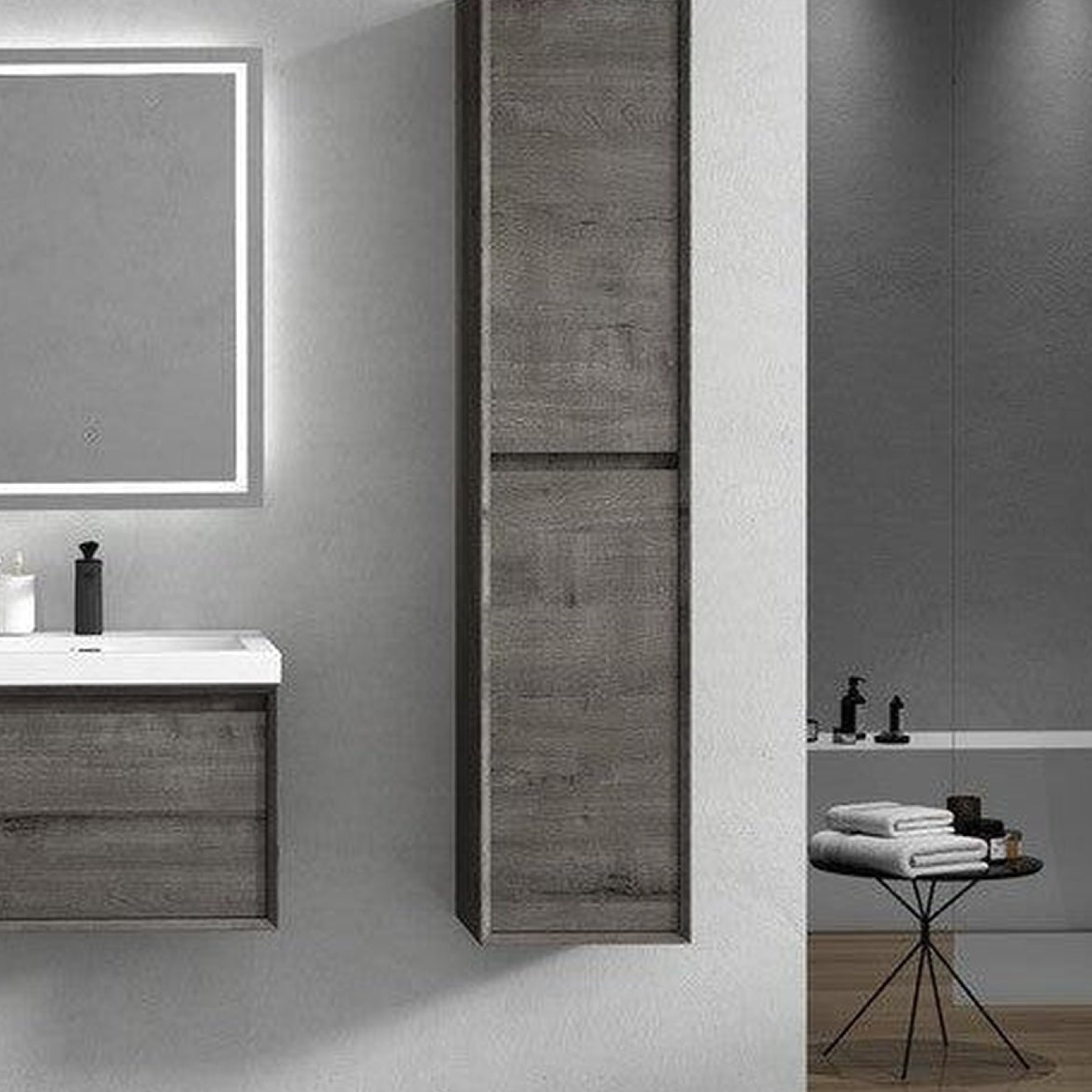 Bellezza 24" Smoke Oak Wall-Mounted Vanity With Single Reinforced White Acrylic Sink