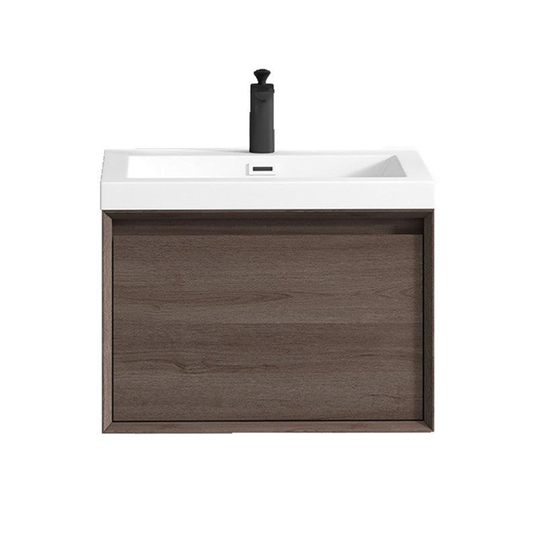 Bellezza 24" Red Oak Wall-Mounted Vanity With Single Reinforced White Acrylic Sink