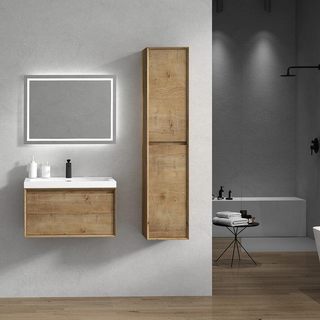 Bellezza 30" White Oak Wall-Mounted Vanity With Single Reinforced White Acrylic Sink