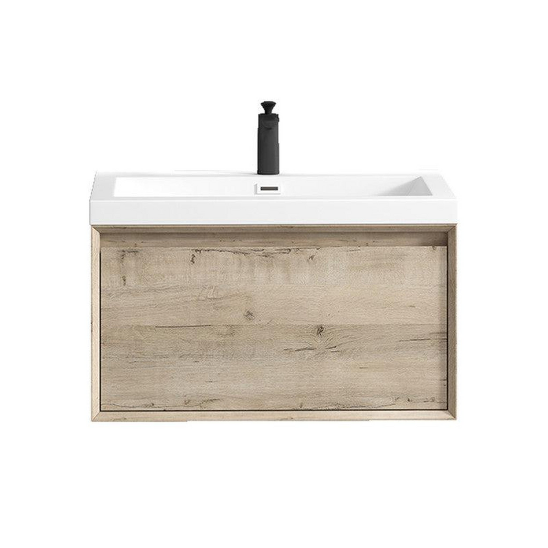 Bellezza 30" Light Oak Wall-Mounted Vanity With Single Reinforced White Acrylic Sink