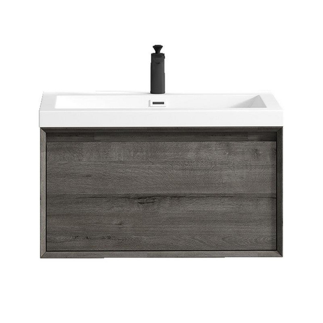 Bellezza 30" Smoke Oak Wall-Mounted Vanity With Single Reinforced White Acrylic Sink