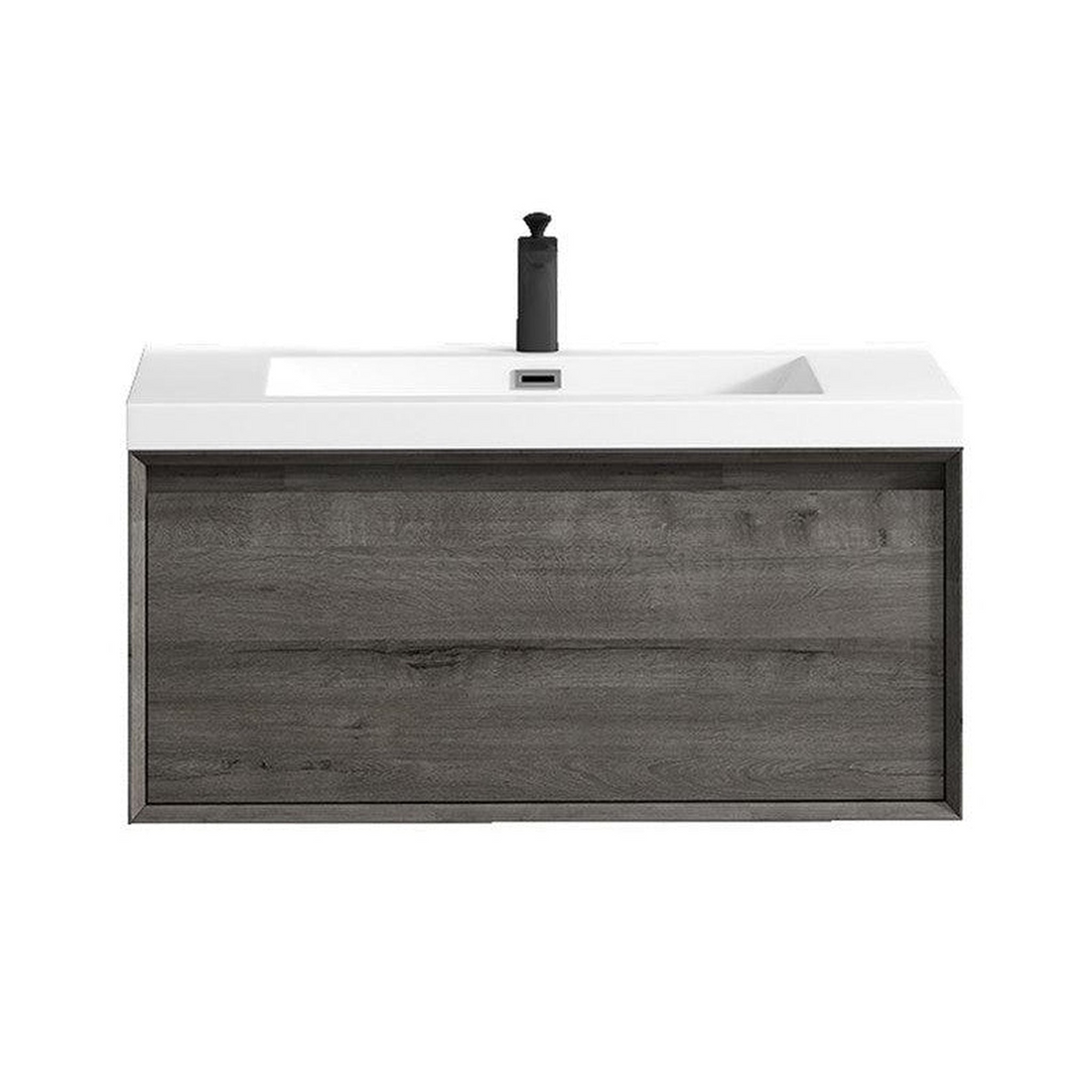 Bellezza 36" Smoke Oak Wall-Mounted Vanity With Single Reinforced White Acrylic Sink