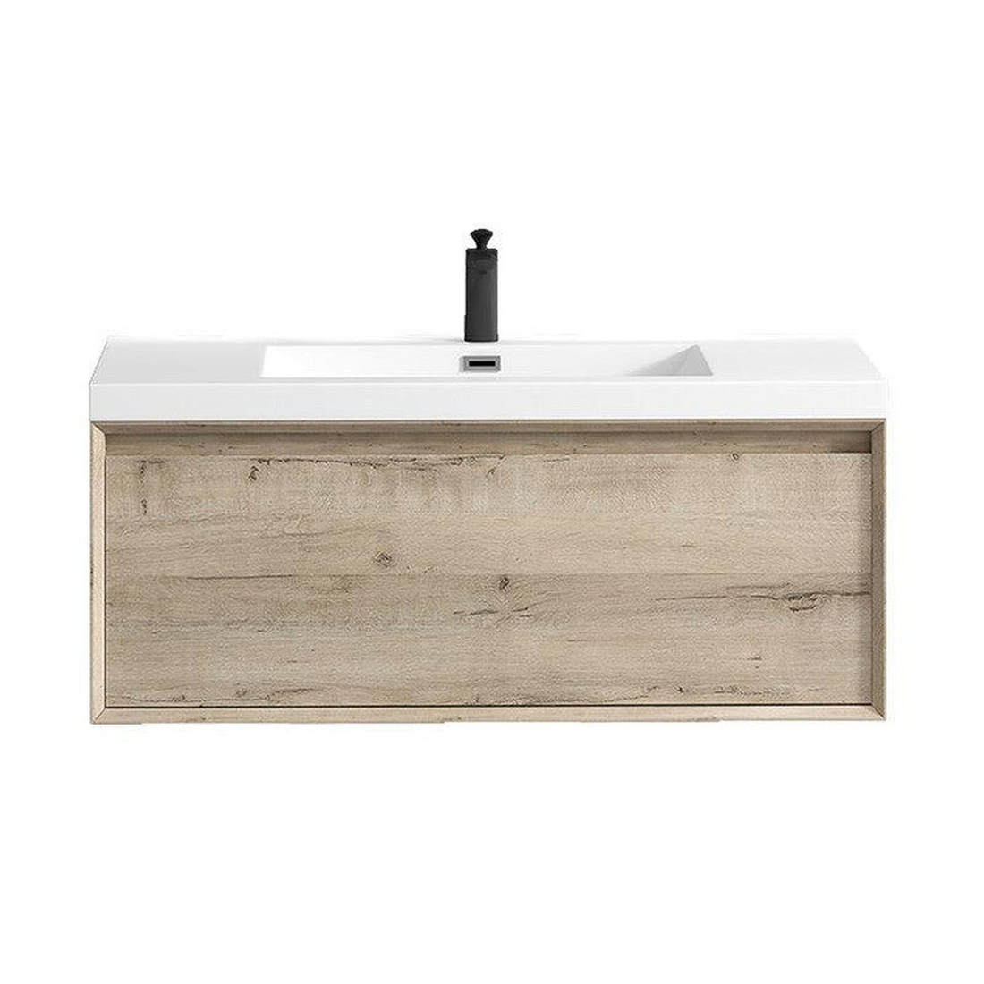 Bellezza 42" Light Oak Wall-Mounted Vanity With Single Reinforced White Acrylic Sink