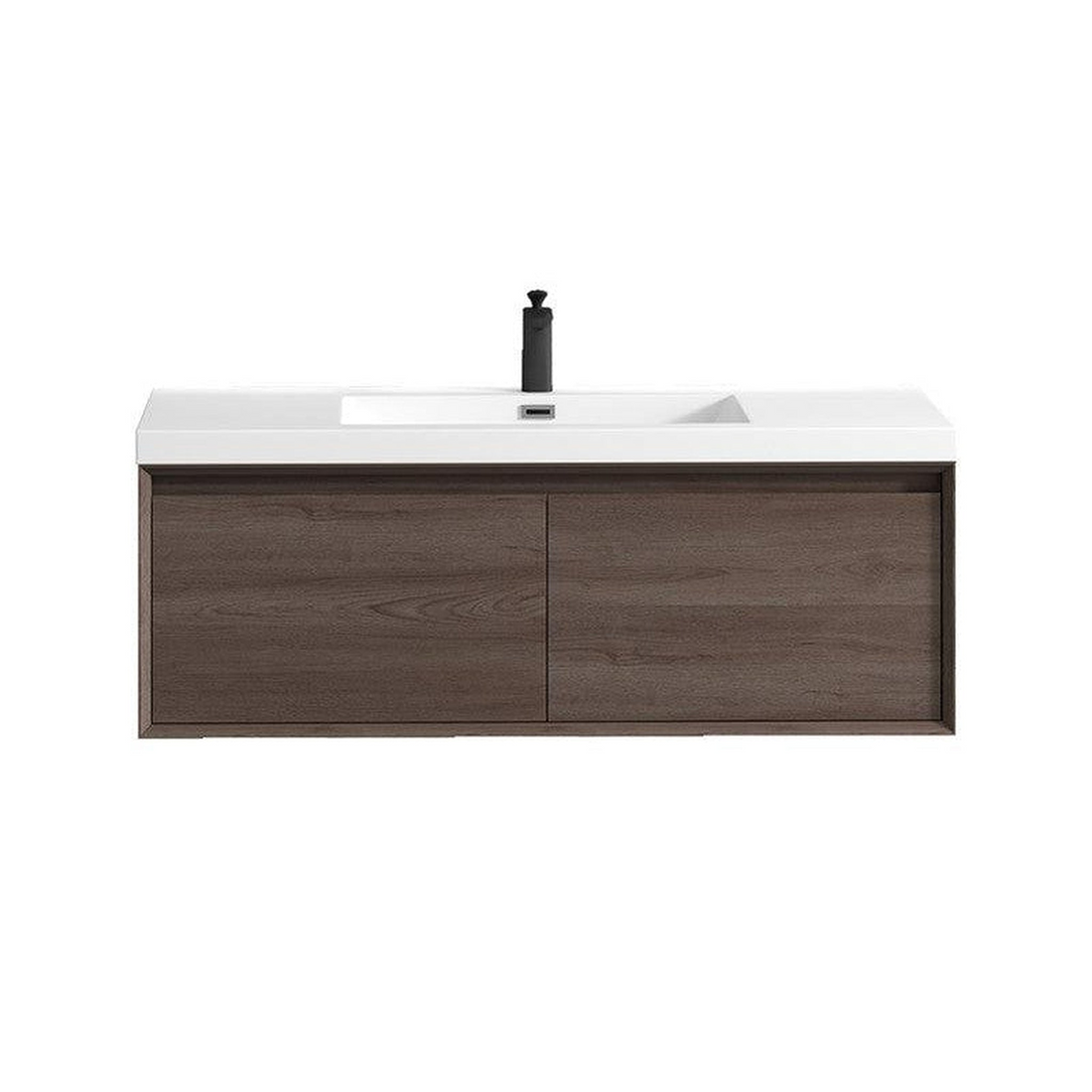 Bellezza 48" Red Oak Wall-Mounted Vanity With Single Reinforced White Acrylic Sink