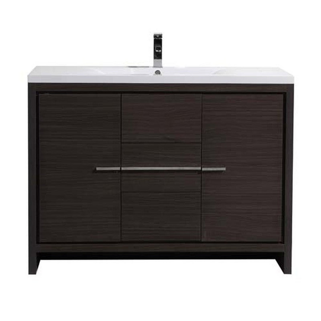 Amara 48" Dark Gray Oak Freestanding Vanity With Single Reinforced White Acrylic Sink