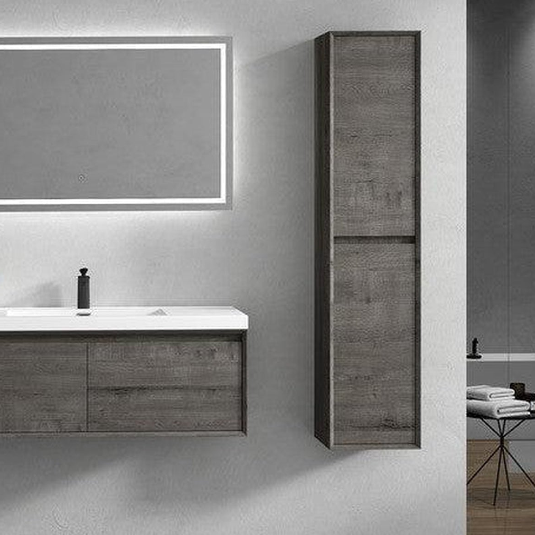 Bellezza 48" Smoke Oak Wall-Mounted Vanity With Single Reinforced White Acrylic Sink