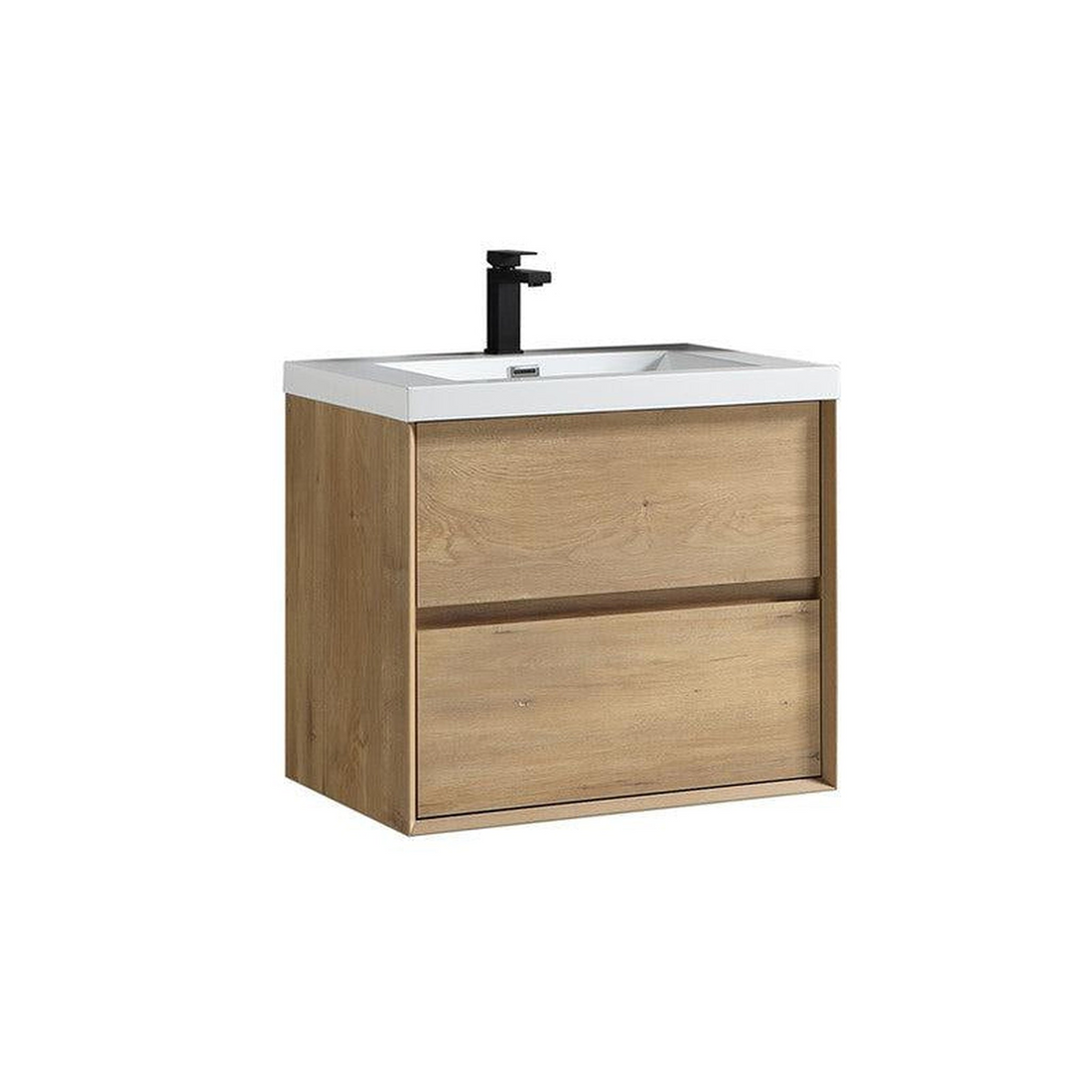 Noble 24" White Oak Wall-Mounted Vanity With Single Reinforced White Acrylic Sink