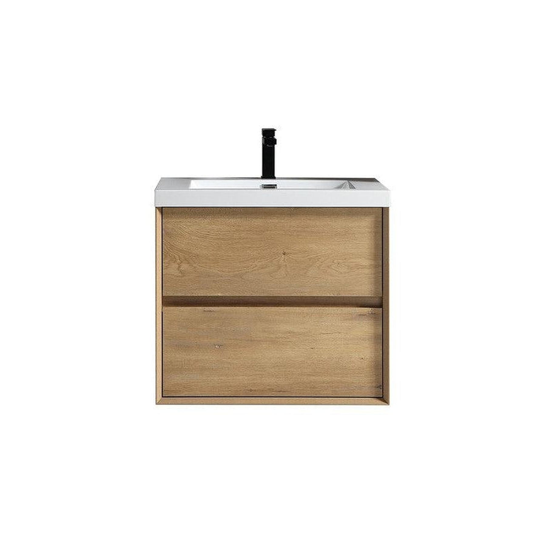 Noble 24" White Oak Wall-Mounted Vanity With Single Reinforced White Acrylic Sink