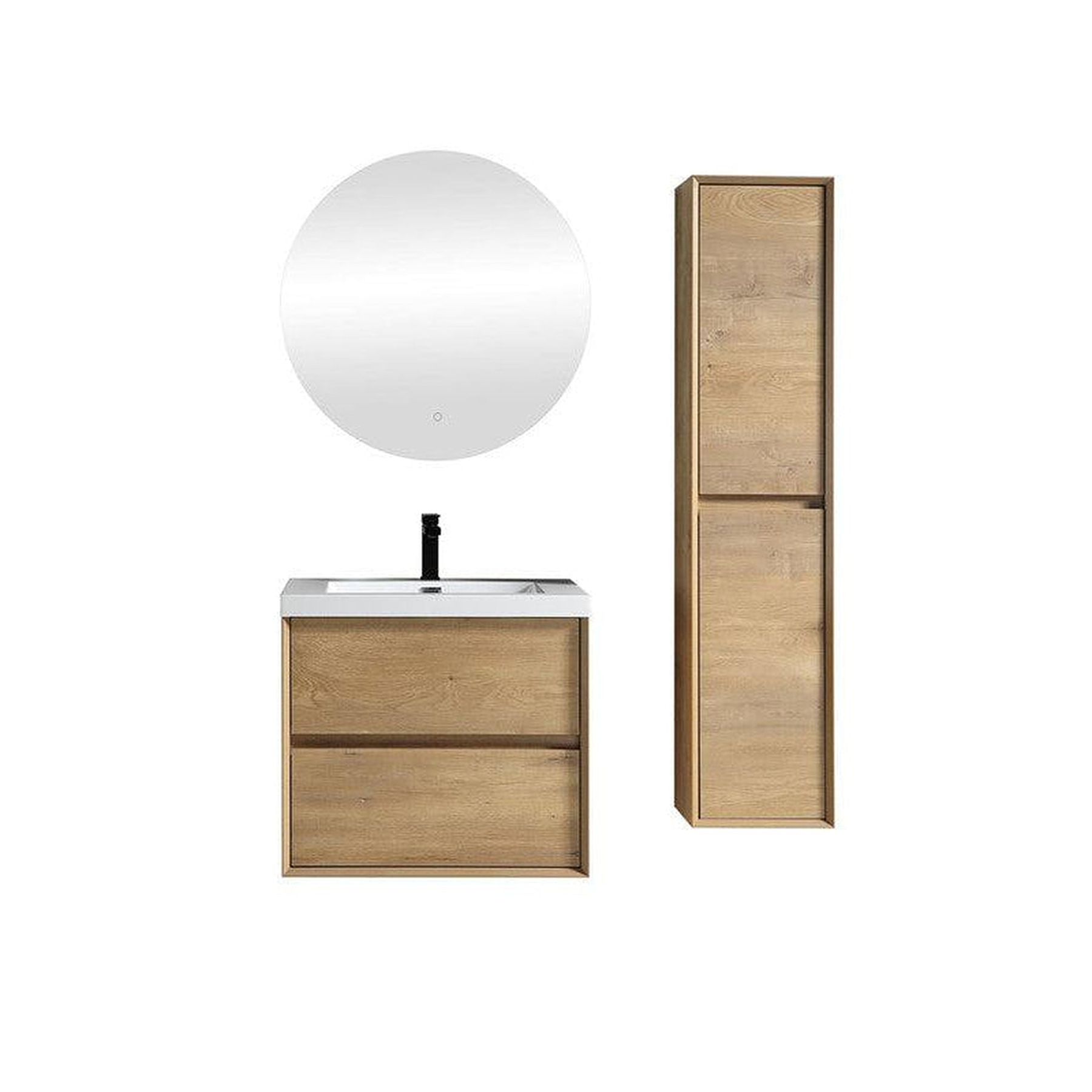 Noble 24" White Oak Wall-Mounted Vanity With Single Reinforced White Acrylic Sink