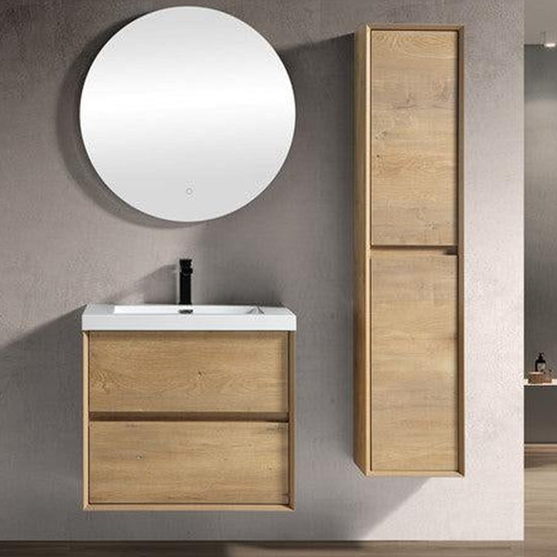 Noble 24" White Oak Wall-Mounted Vanity With Single Reinforced White Acrylic Sink