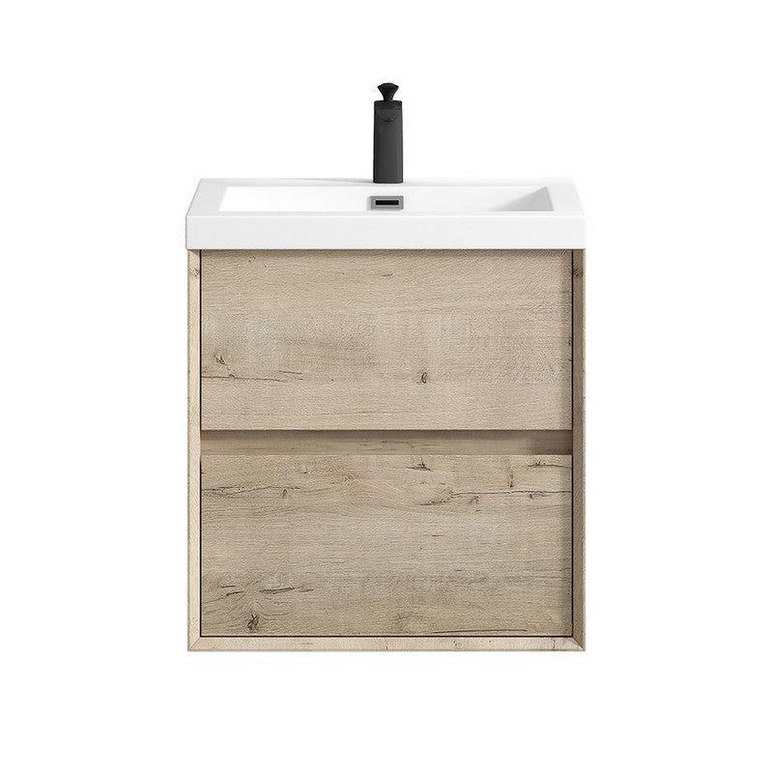 Noble 24" Light Oak Wall-Mounted Vanity With Single Reinforced White Acrylic Sink