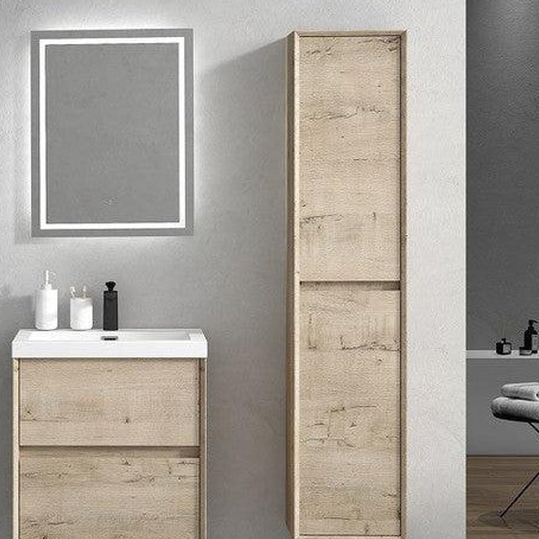 Noble 24" Light Oak Wall-Mounted Vanity With Single Reinforced White Acrylic Sink