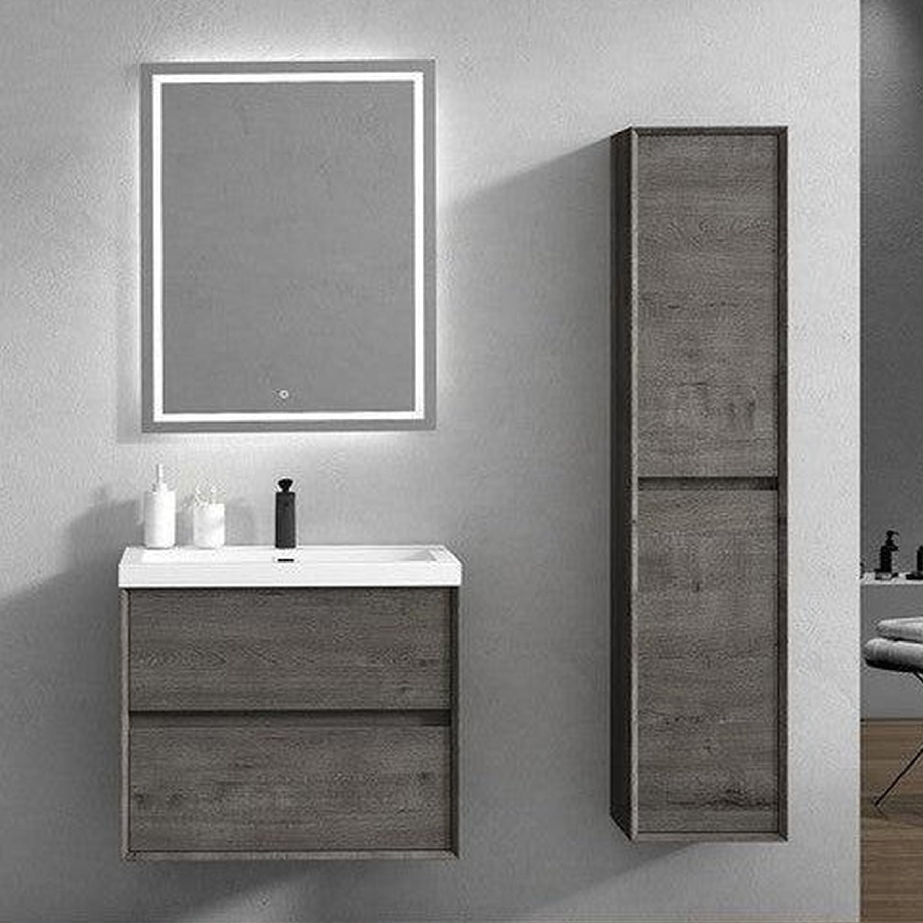 Noble 30" Smoke Oak Wall-Mounted Vanity With Single Reinforced White Acrylic Sink