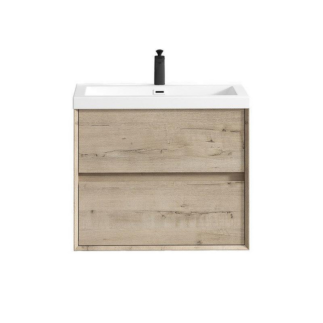 Noble 30" Light Oak Wall-Mounted Vanity With Single Reinforced White Acrylic Sink