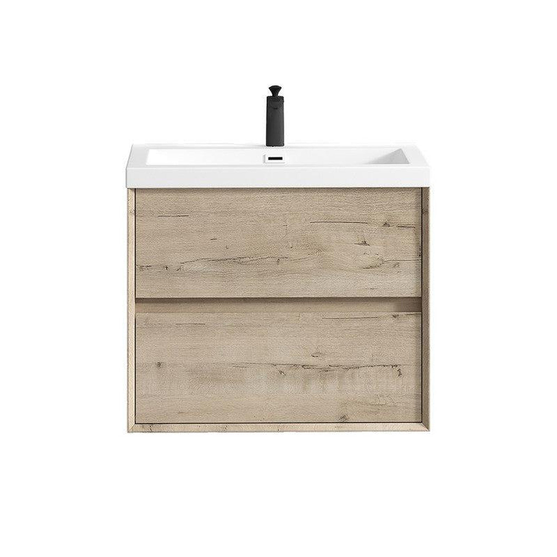 Noble 30" Light Oak Wall-Mounted Vanity With Single Reinforced White Acrylic Sink