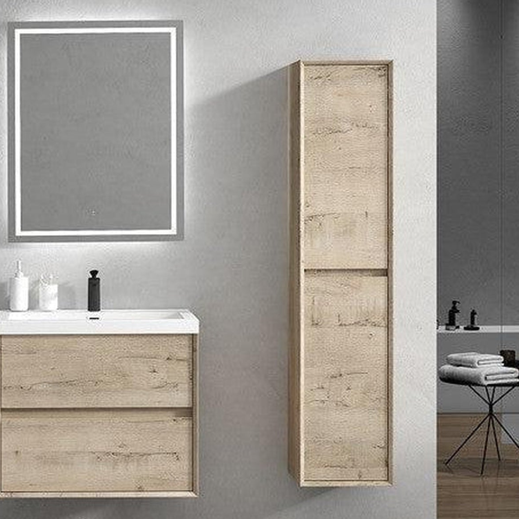 Noble 30" Light Oak Wall-Mounted Vanity With Single Reinforced White Acrylic Sink