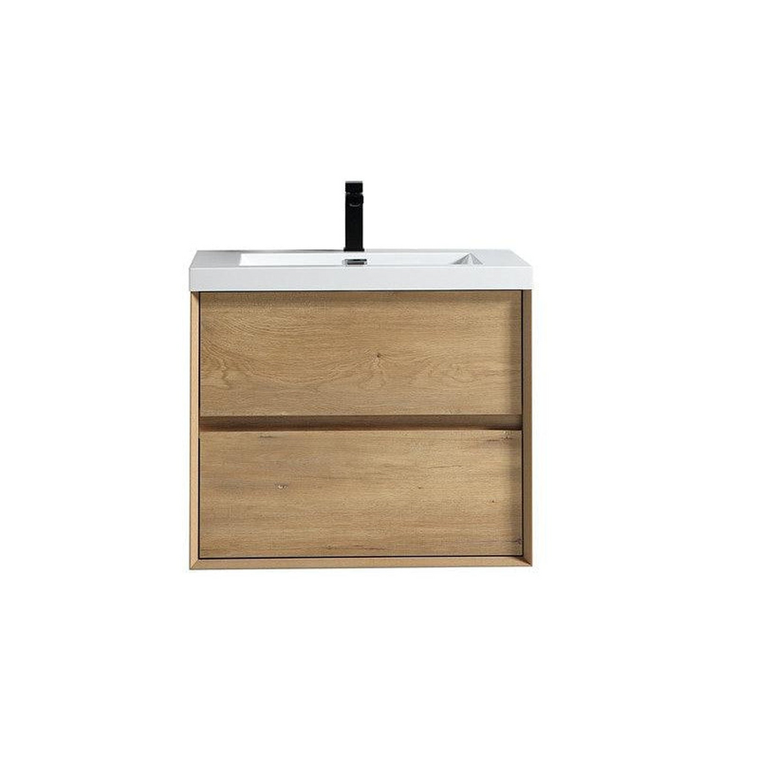 Noble 30" White Oak Wall-Mounted Vanity With Single Reinforced White Acrylic Sink