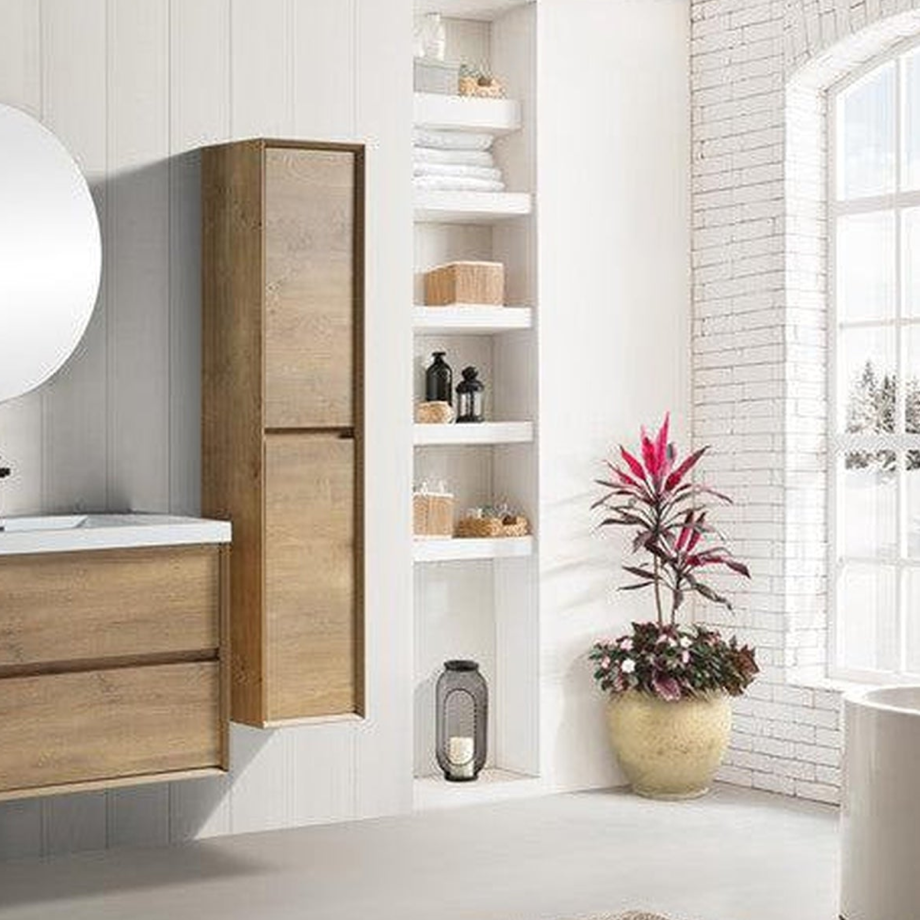 Noble 36" White Oak Wall-Mounted Vanity With Single Reinforced White Acrylic Sink