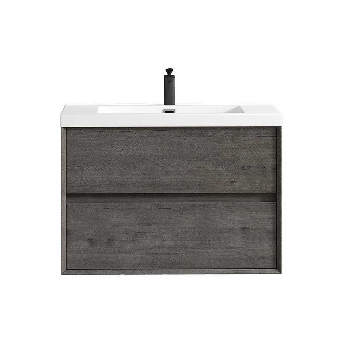 Noble 36" Smoke Oak Wall-Mounted Vanity With Single Reinforced White Acrylic Sink