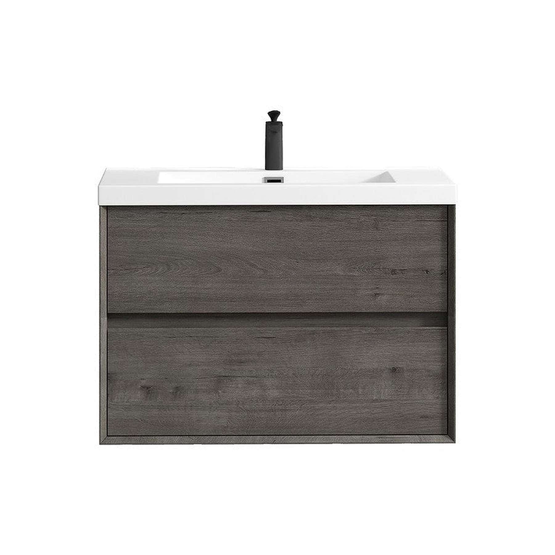 Noble 36" Smoke Oak Wall-Mounted Vanity With Single Reinforced White Acrylic Sink