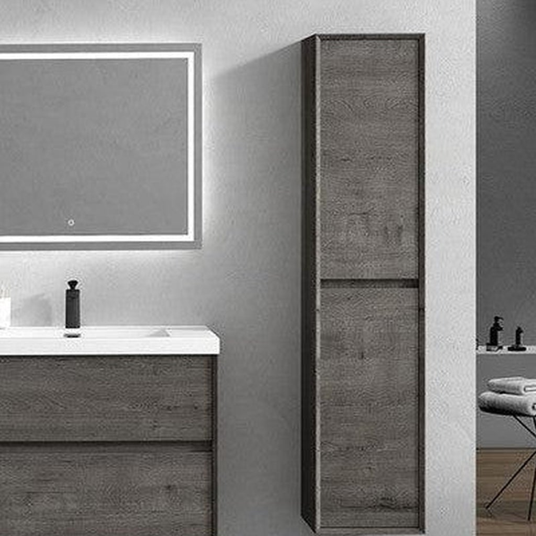 Noble 36" Smoke Oak Wall-Mounted Vanity With Single Reinforced White Acrylic Sink