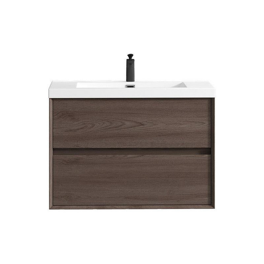 Noble 36" Red Oak Wall-Mounted Vanity With Single Reinforced White Acrylic Sink