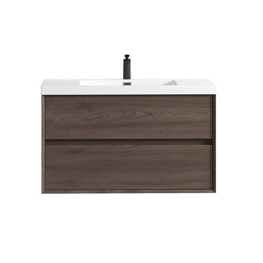 Noble 42" Red Oak Wall-Mounted Vanity With Single Reinforced White Acrylic Sink