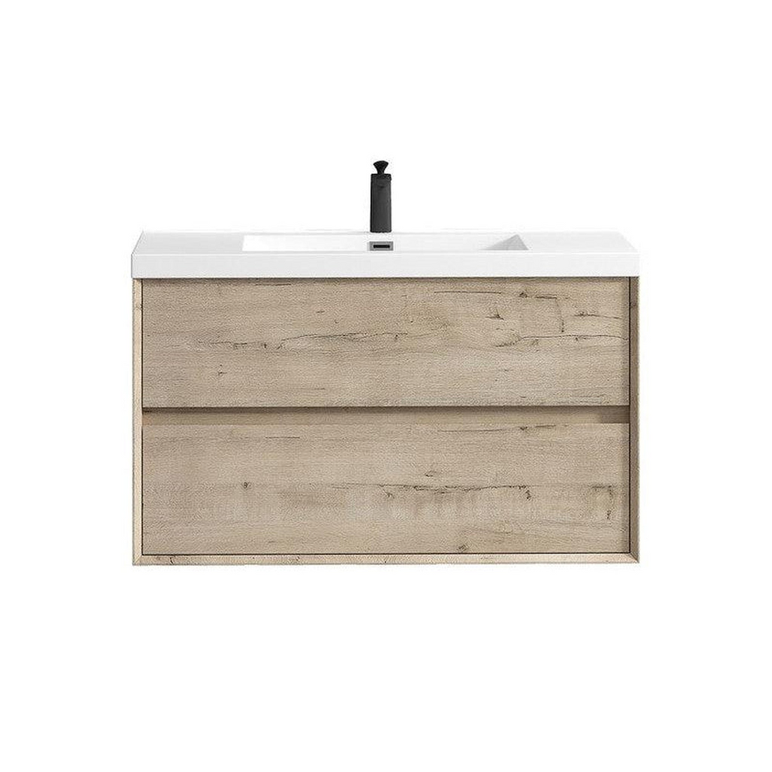 Noble 42" Light Oak Wall-Mounted Vanity With Single Reinforced White Acrylic Sink