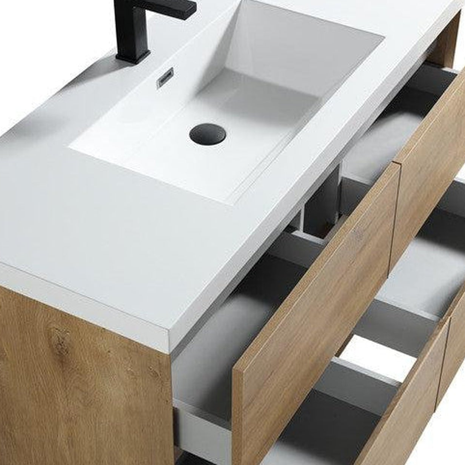 Noble 48" White Oak Wall-Mounted Modern Vanity With Single Reinforced White Acrylic Sink