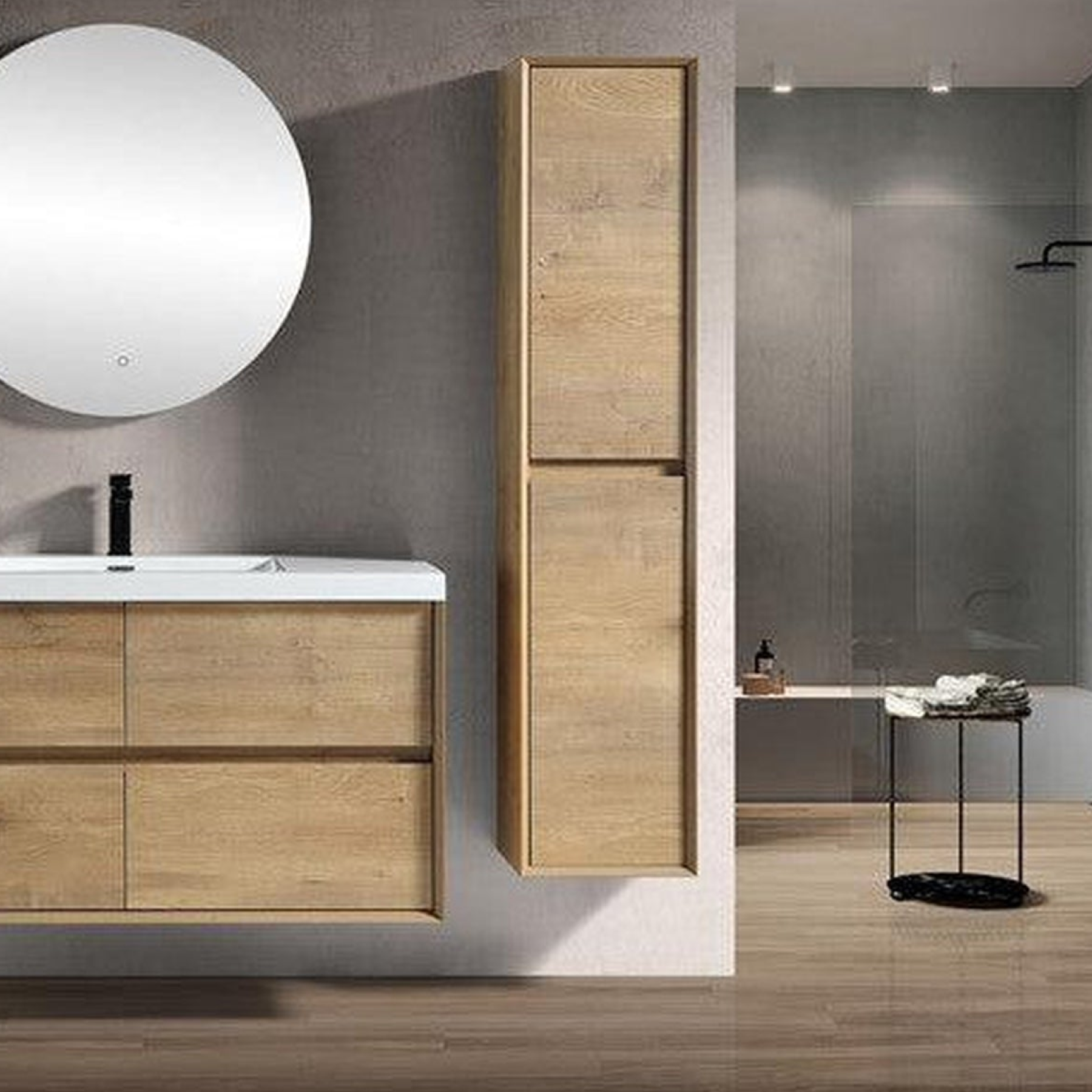 Noble 48" White Oak Wall-Mounted Modern Vanity With Single Reinforced White Acrylic Sink
