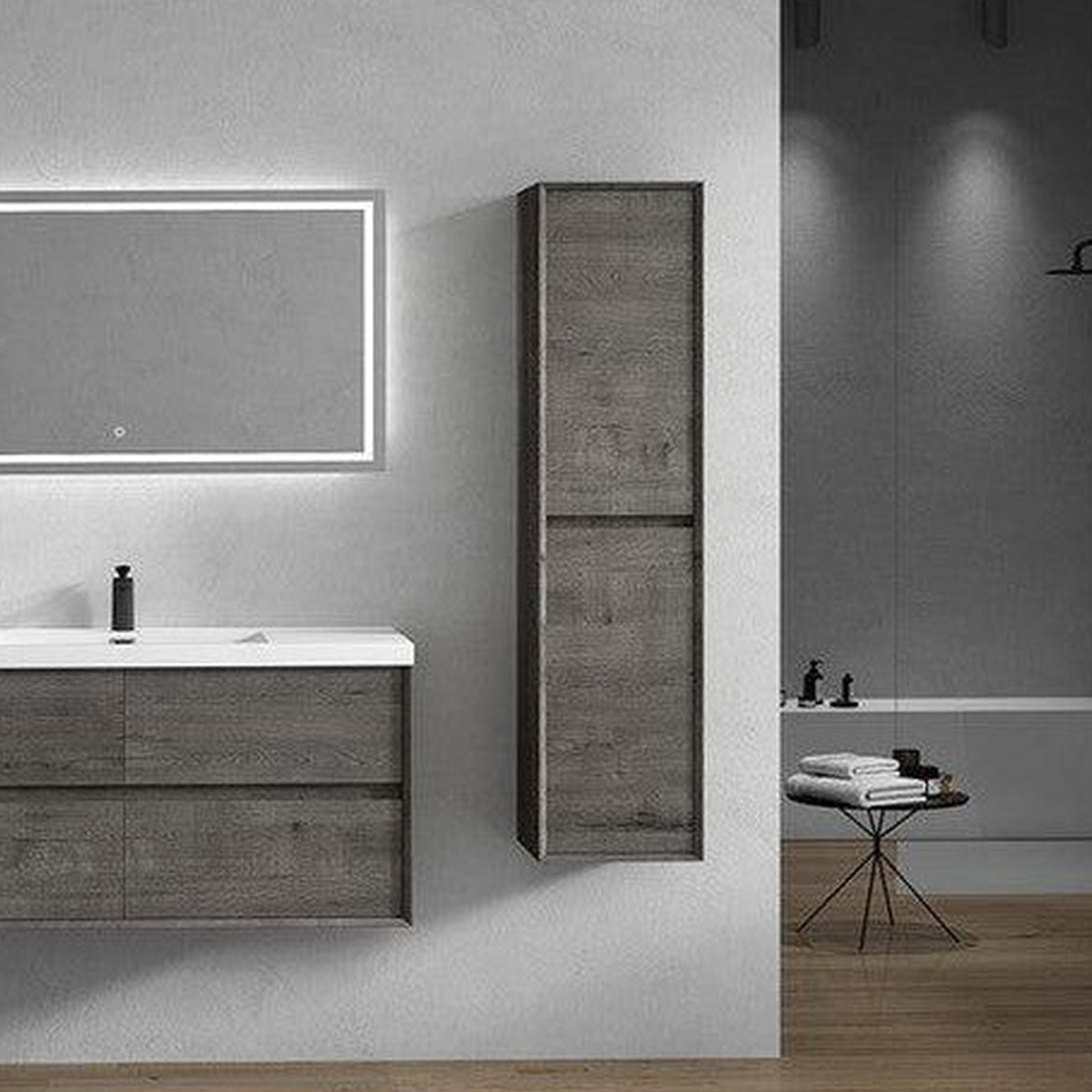 Noble 48" Smoke Oak Wall-Mounted Modern Vanity With Single Reinforced White Acrylic Sink
