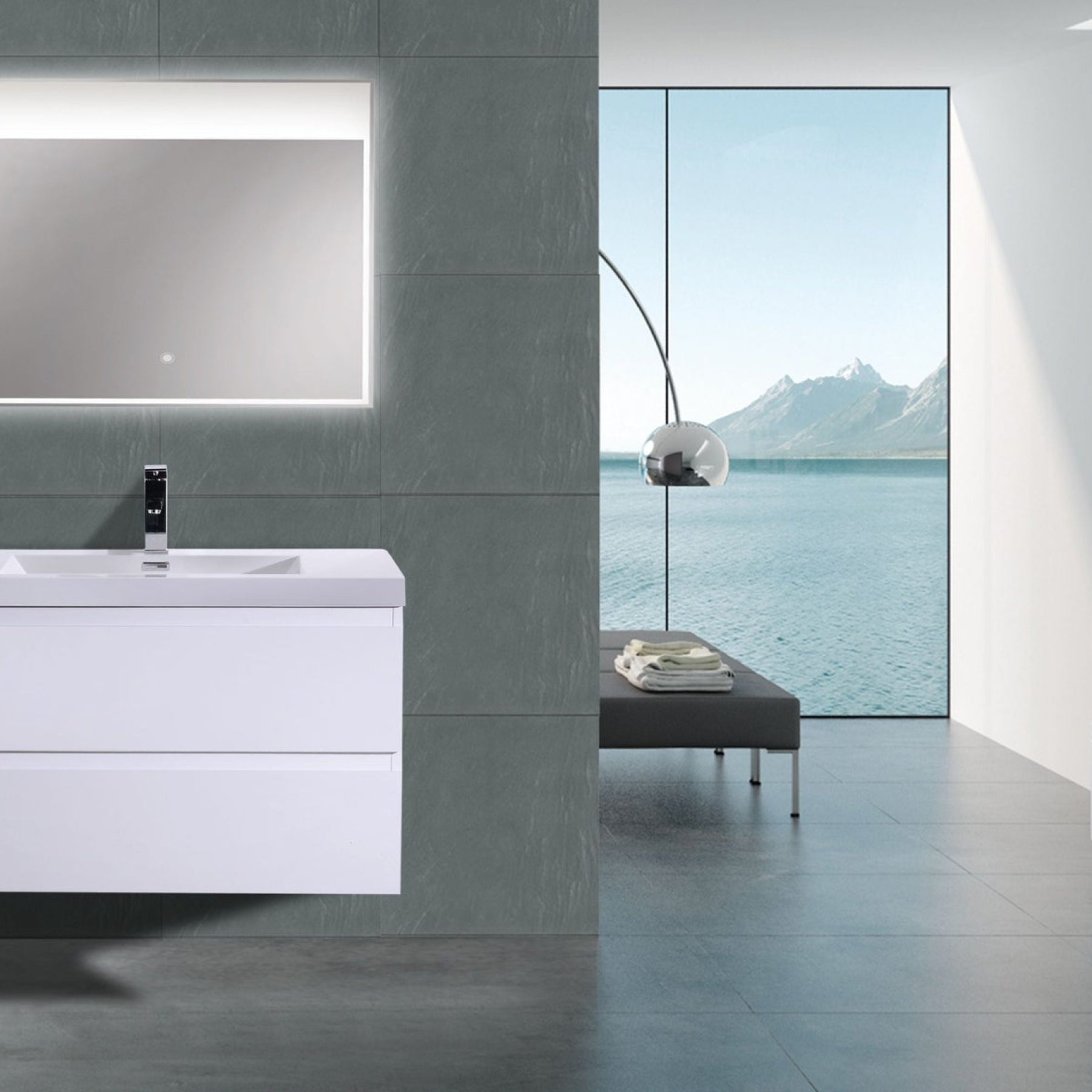 Boho Elegance 36" High Gloss White Wall-Mounted Vanity With Single Reinforced White Acrylic Sink