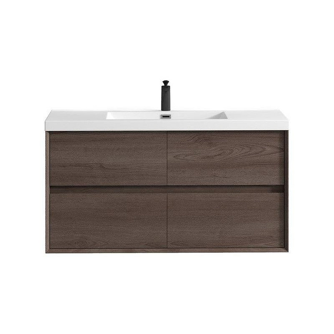 Noble 48" Red Oak Wall-Mounted Modern Vanity With Single Reinforced White Acrylic Sink