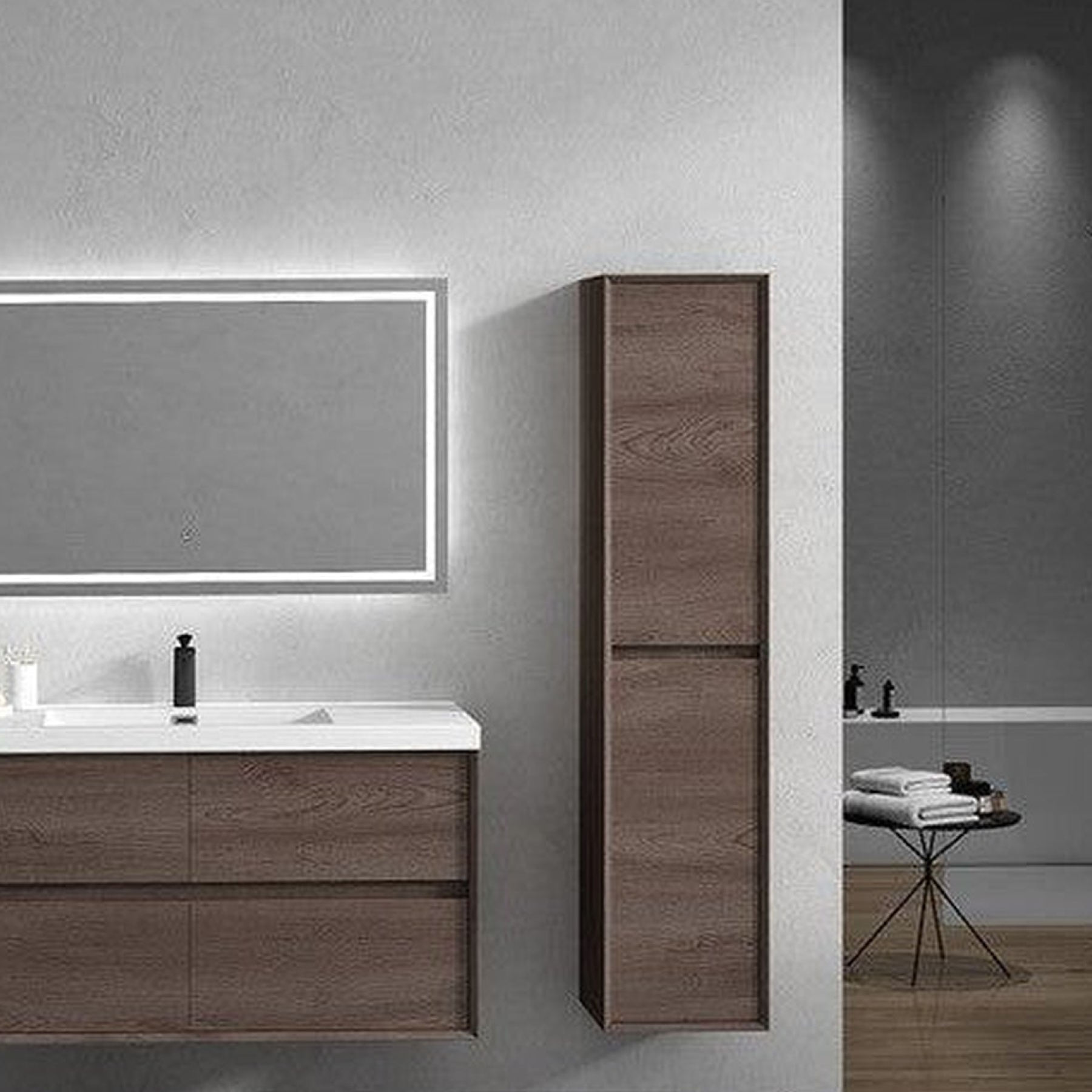 Noble 48" Red Oak Wall-Mounted Modern Vanity With Single Reinforced White Acrylic Sink