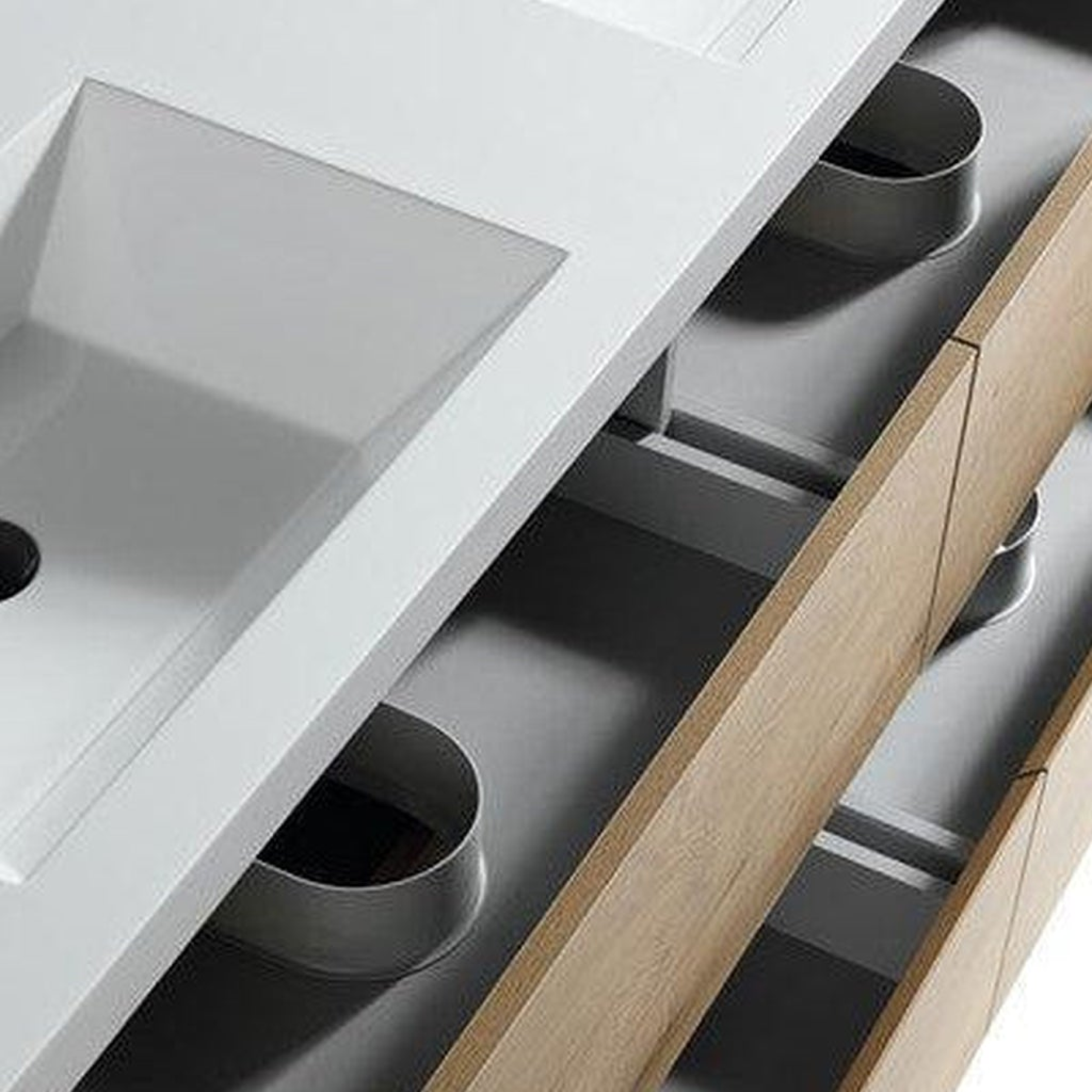 Noble 60" White Oak Wall-Mounted Modern Vanity With Double Reinforced White Acrylic Sinks