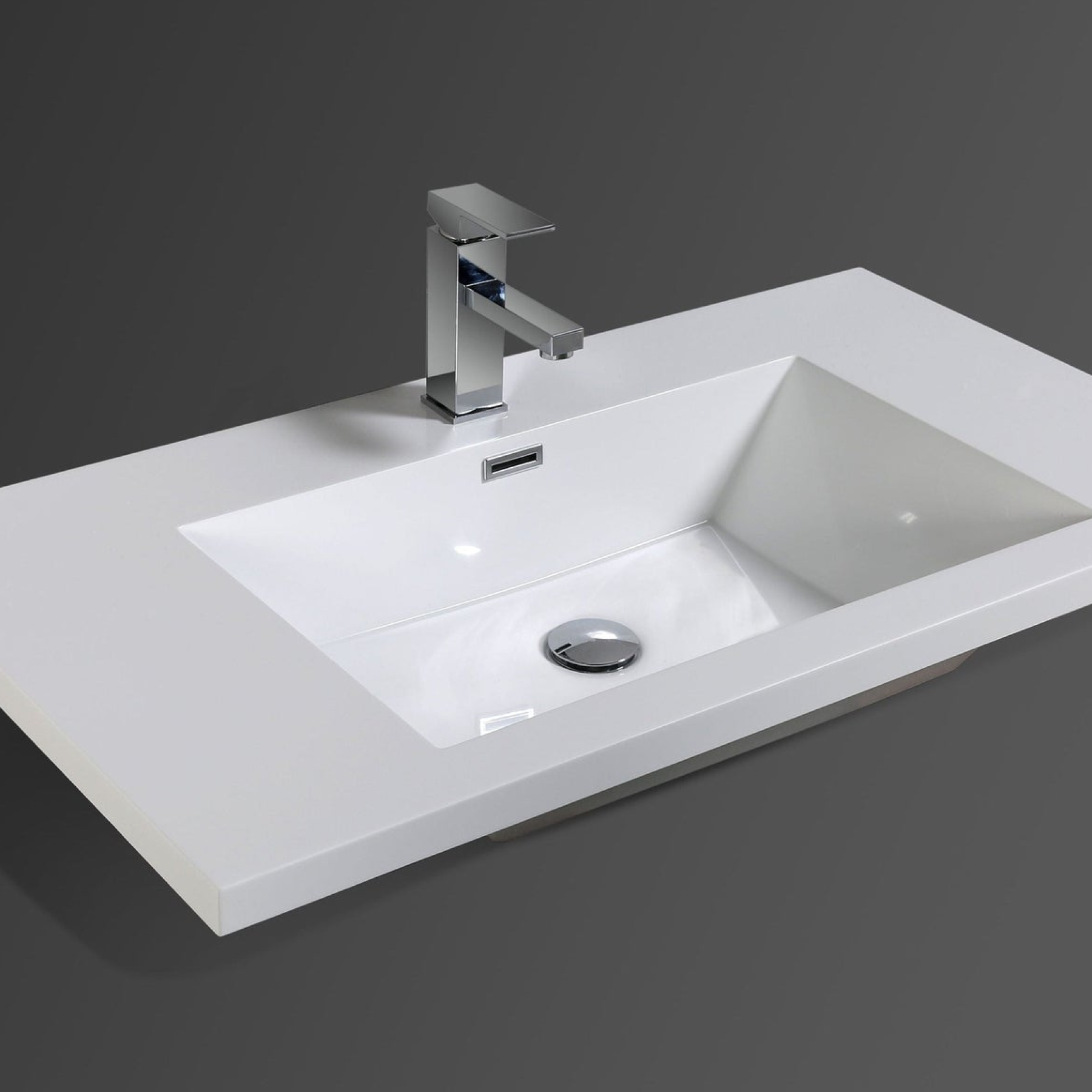 Amara 36" High Gloss Ash Gray Freestanding Vanity With Single Reinforced White Acrylic Sink