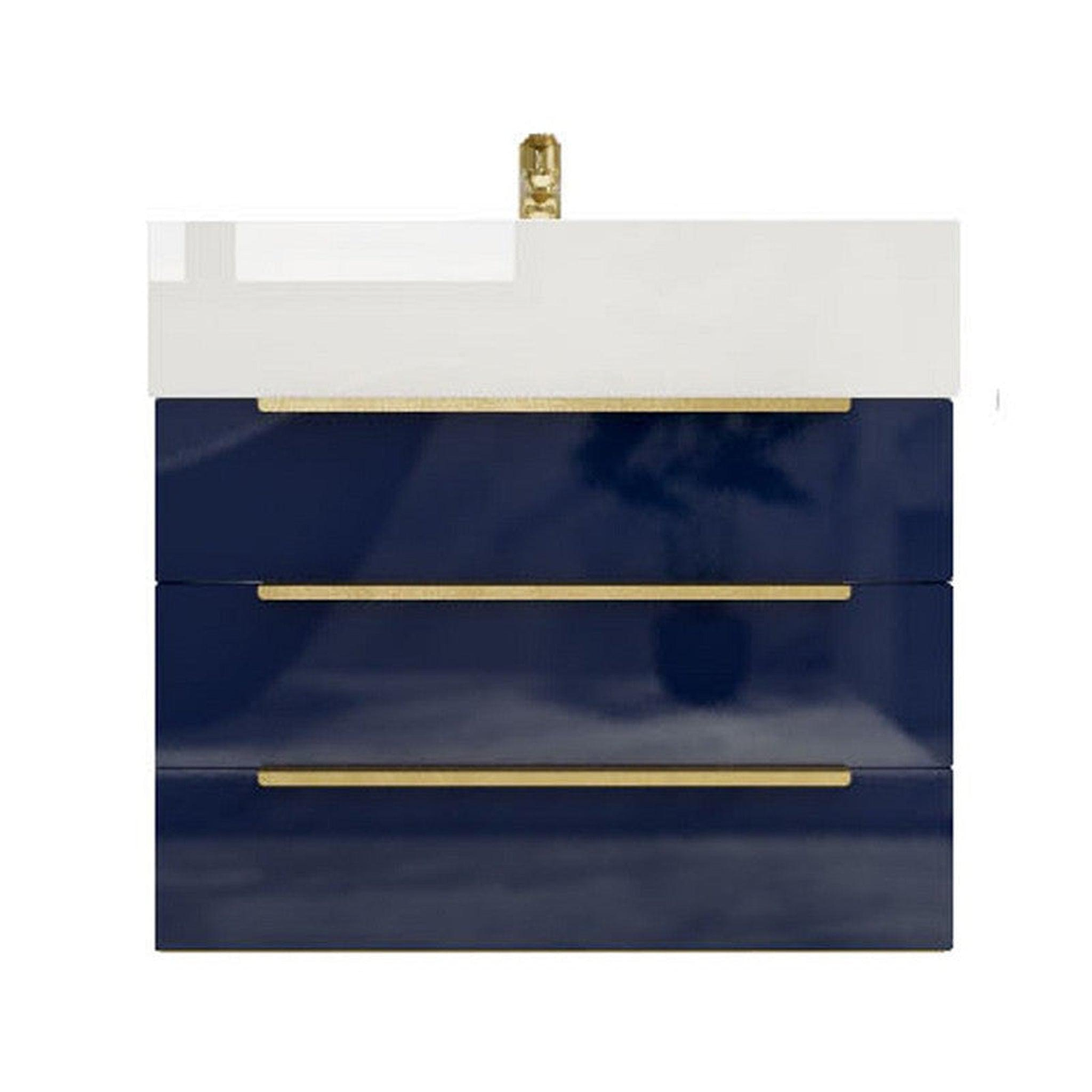 Elara 24" High Gloss Night Blue Wall-Mounted Vanity With Single Reinforced White Acrylic Sink