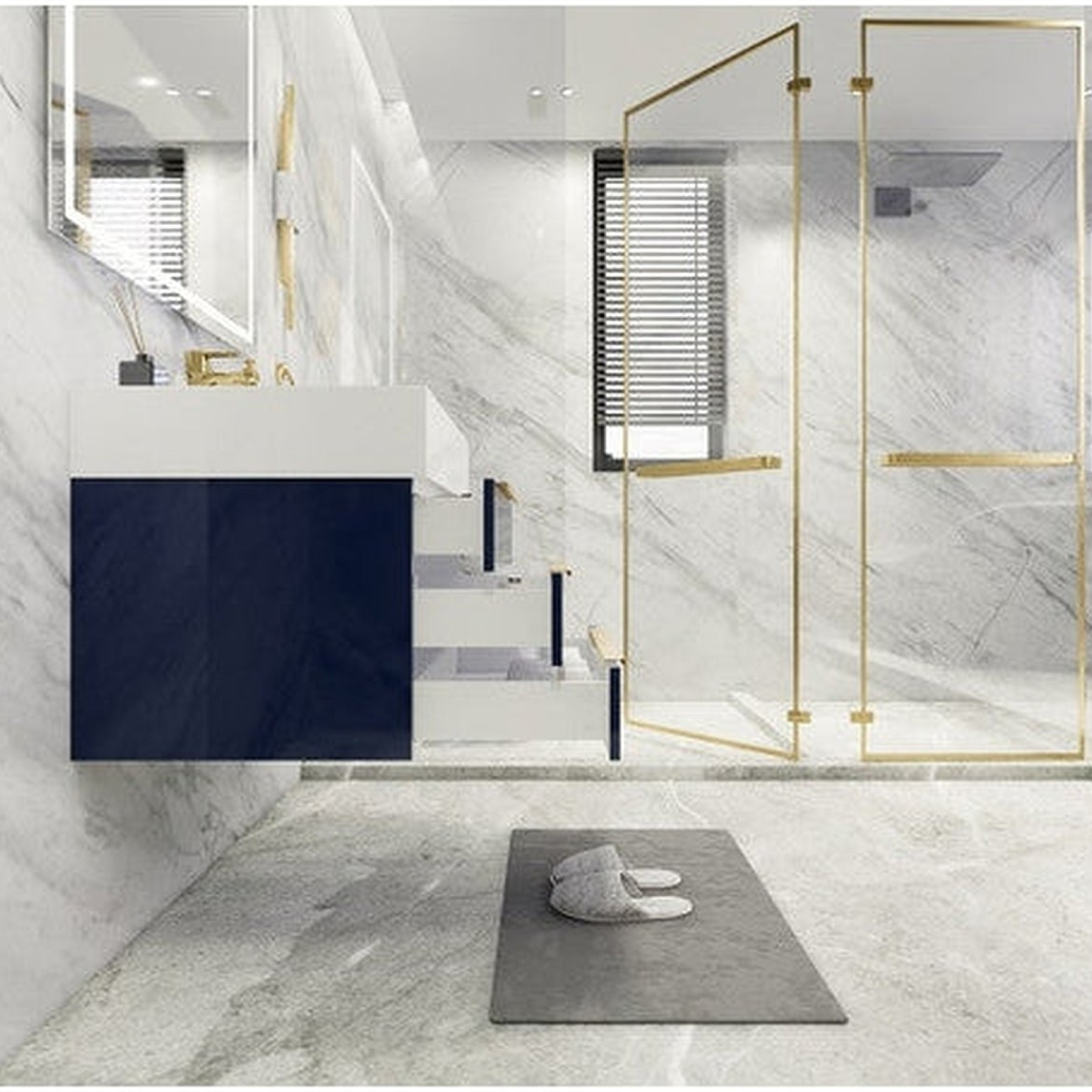 Elara 24" High Gloss Night Blue Wall-Mounted Vanity With Single Reinforced White Acrylic Sink