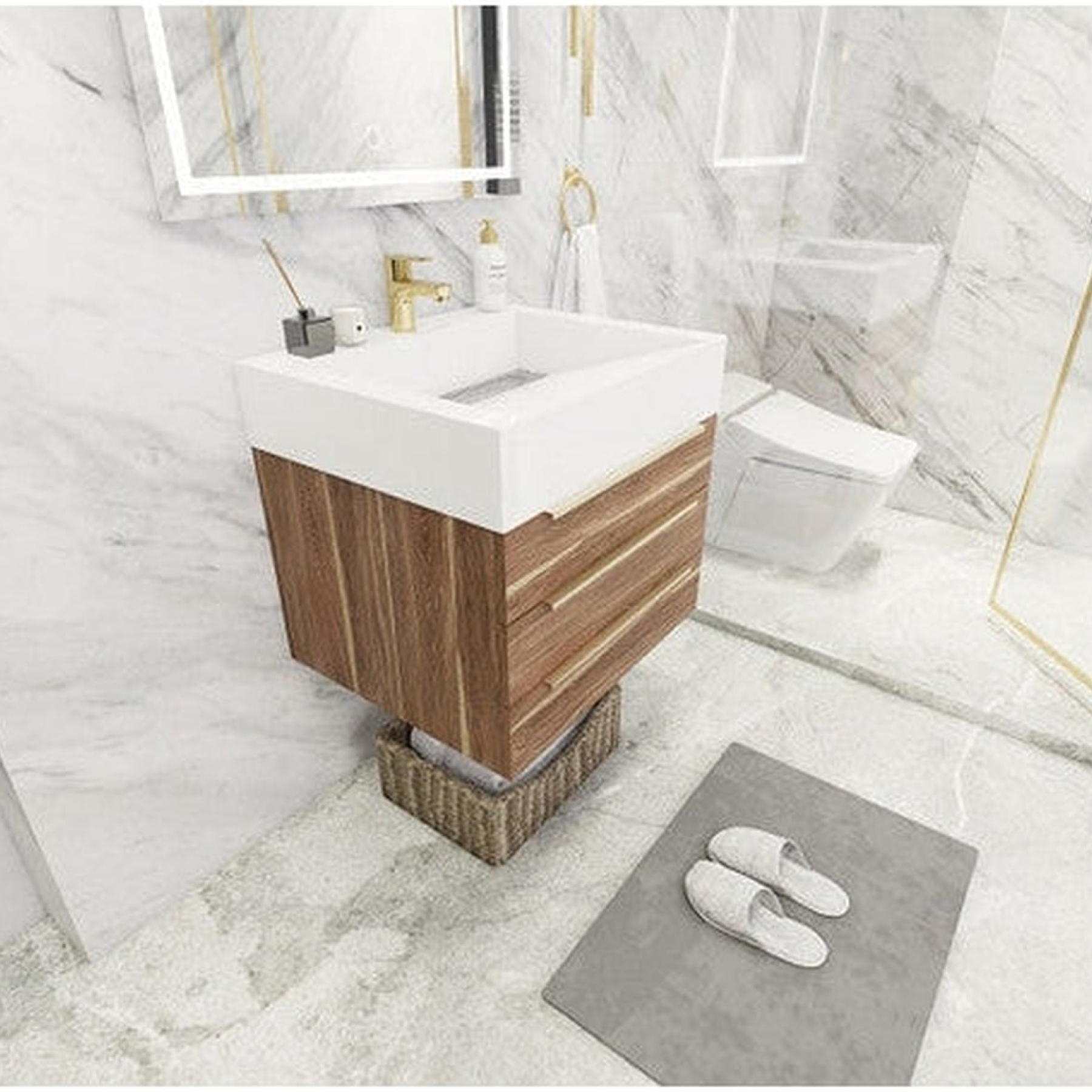 Elara 24" White Oak Wall-Mounted Vanity With Single Reinforced White Acrylic Sink