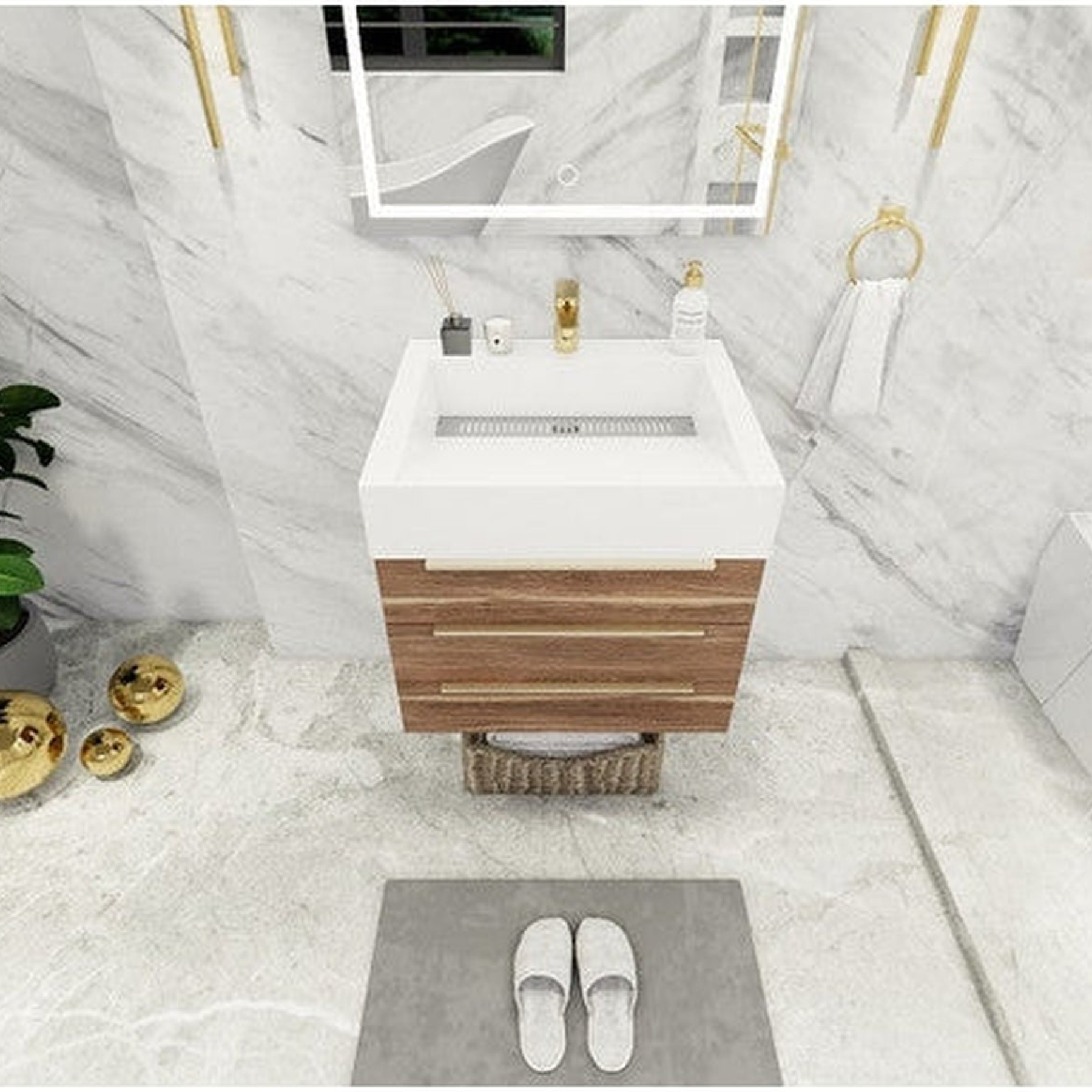 Elara 24" White Oak Wall-Mounted Vanity With Single Reinforced White Acrylic Sink