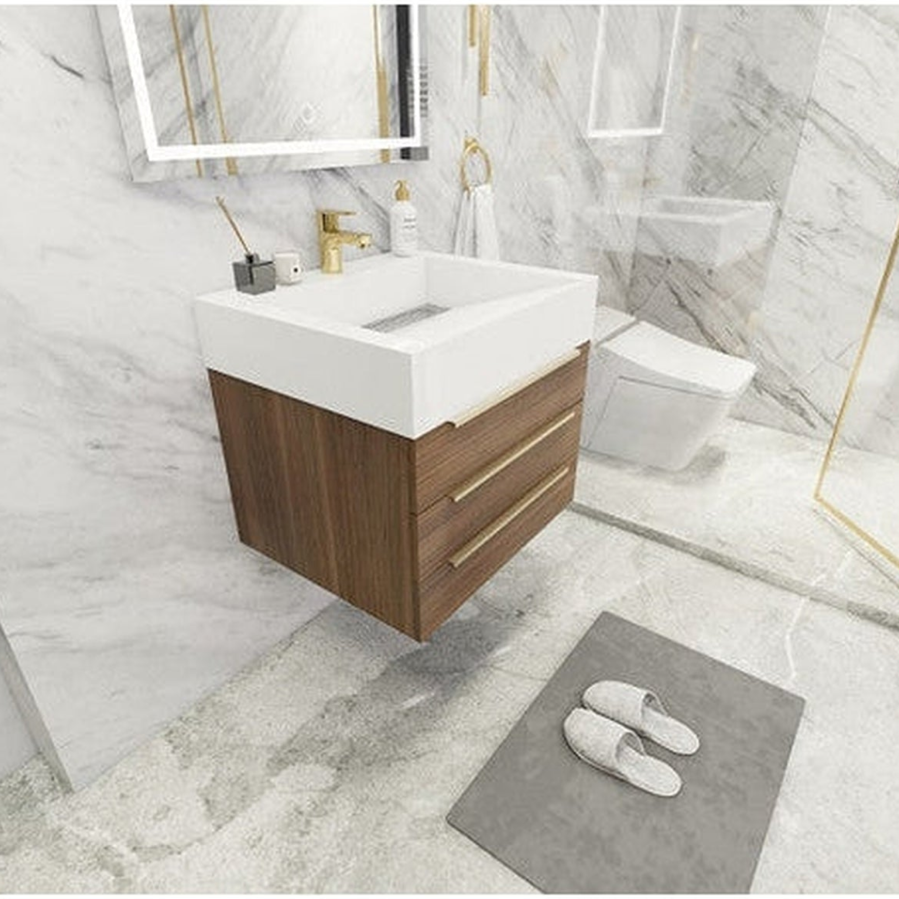 Elara 24" Rosewood Wall-Mounted Vanity With Single Reinforced White Acrylic Sink