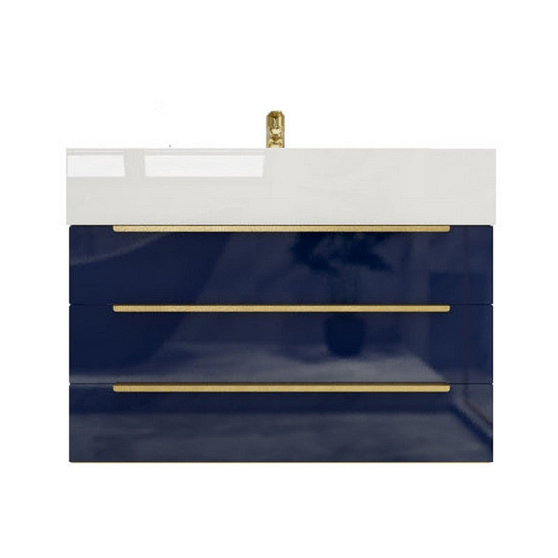 Elara 30" High Gloss Night Blue Wall-Mounted Vanity With Single Reinforced White Acrylic Sink