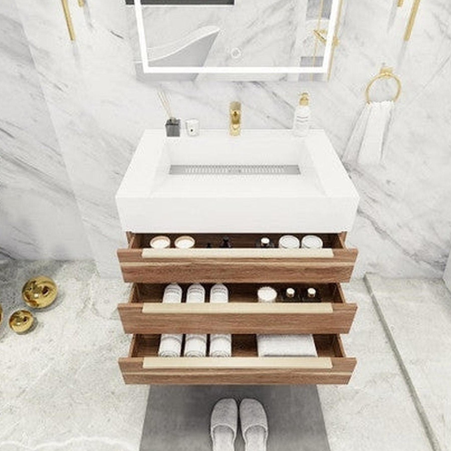 Elara 30" White Oak Wall-Mounted Vanity With Single Reinforced White Acrylic Sink