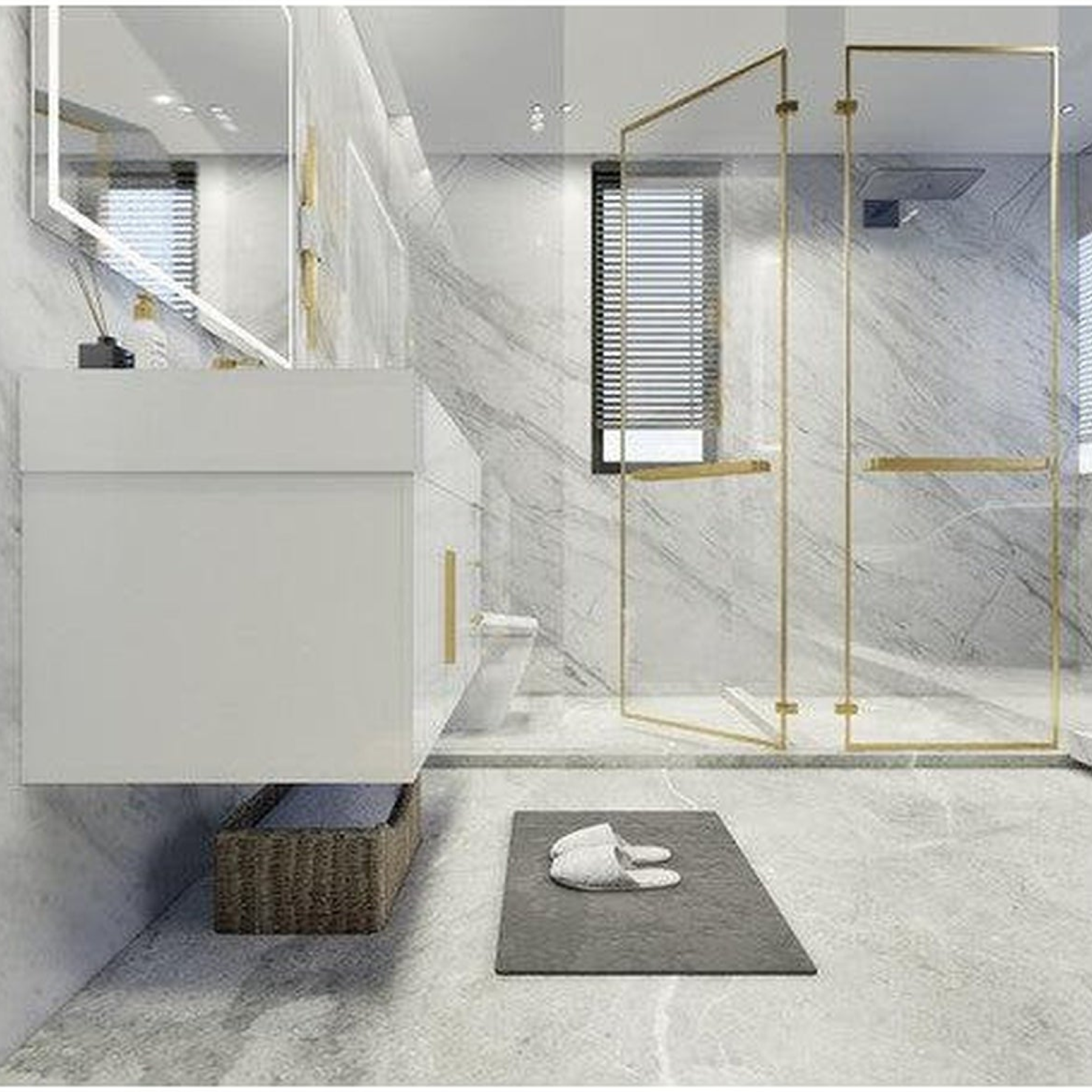 Elara 42" High Gloss White Wall-Mounted Vanity With Right Side Drawers and Single Reinforced White Acrylic Sink