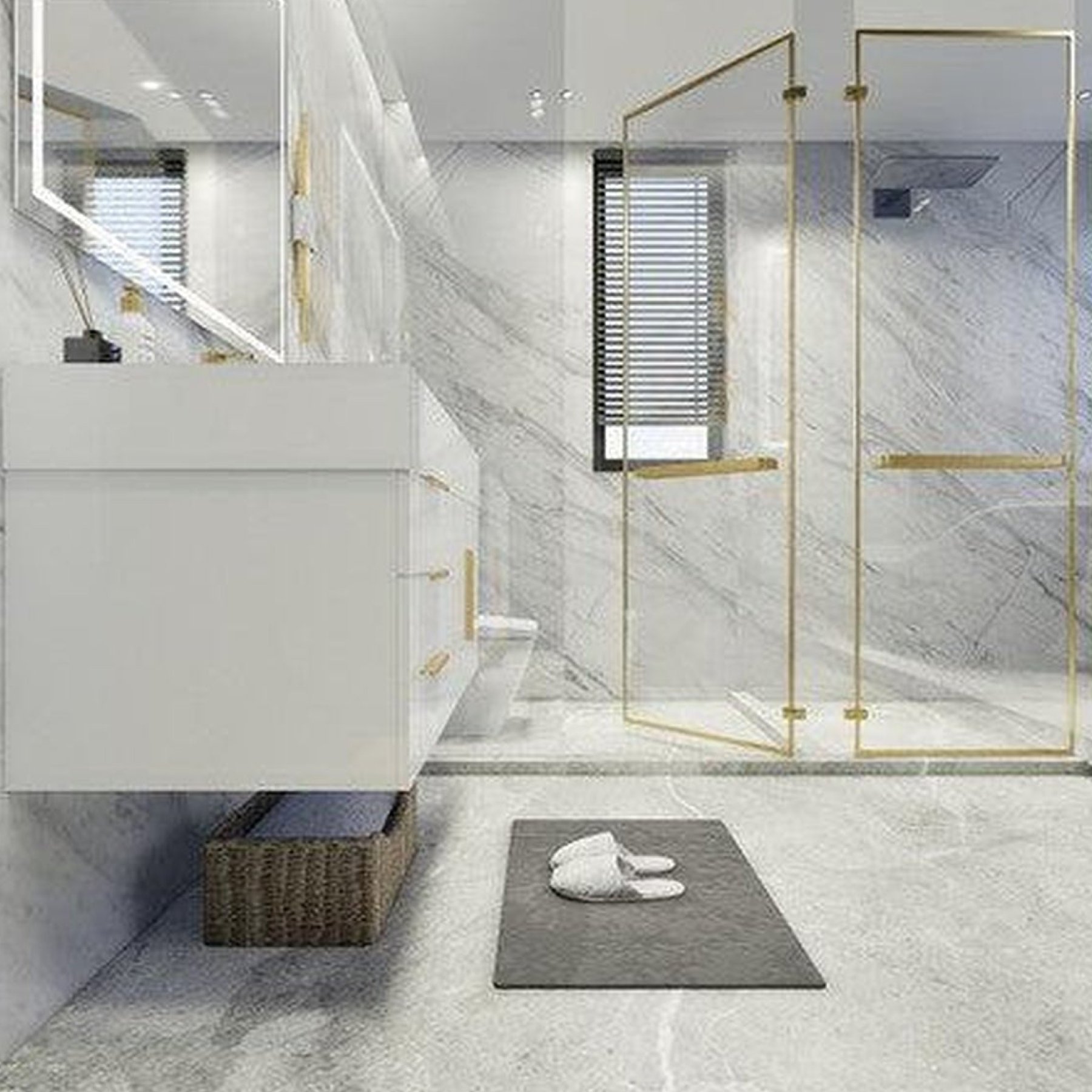 Elara 42" High Gloss White Wall-Mounted Vanity With Left Side Drawers and Single Reinforced White Acrylic Sink