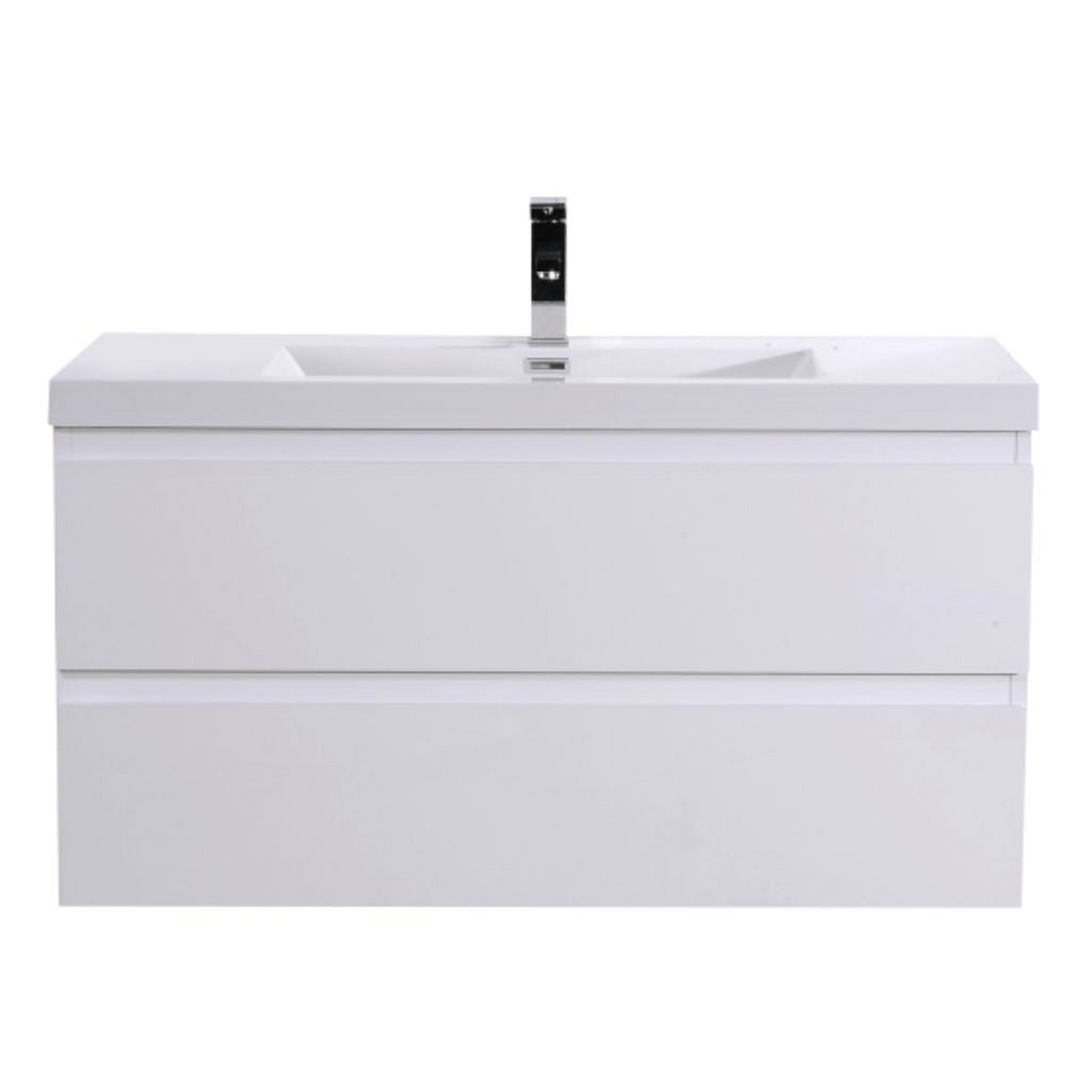 Boho Elegance 42" High Gloss White Wall-Mounted Vanity With Single Reinforced White Acrylic Sink