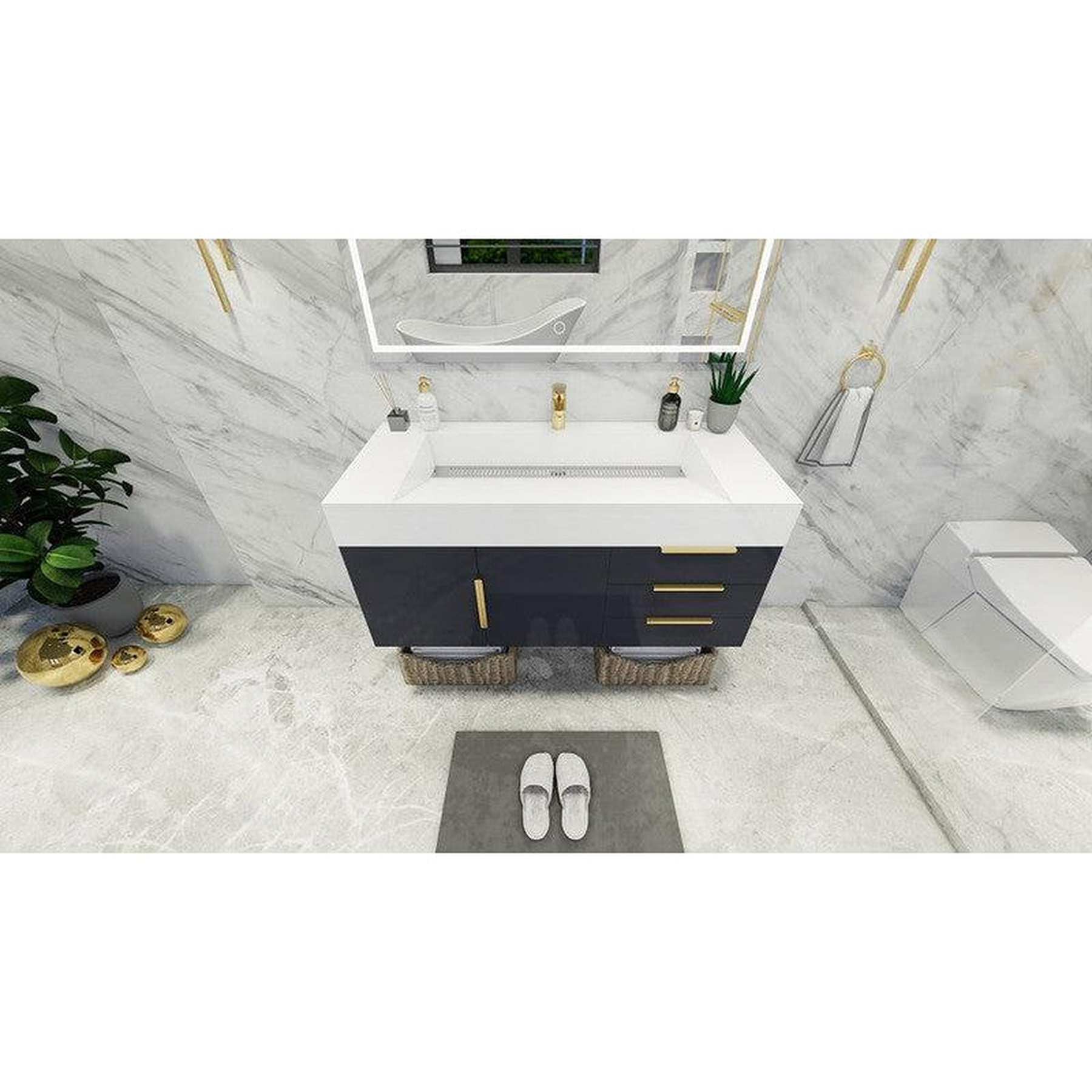 Elara 48" High Gloss Gray Wall-Mounted Vanity With Single Reinforced White Acrylic Sink