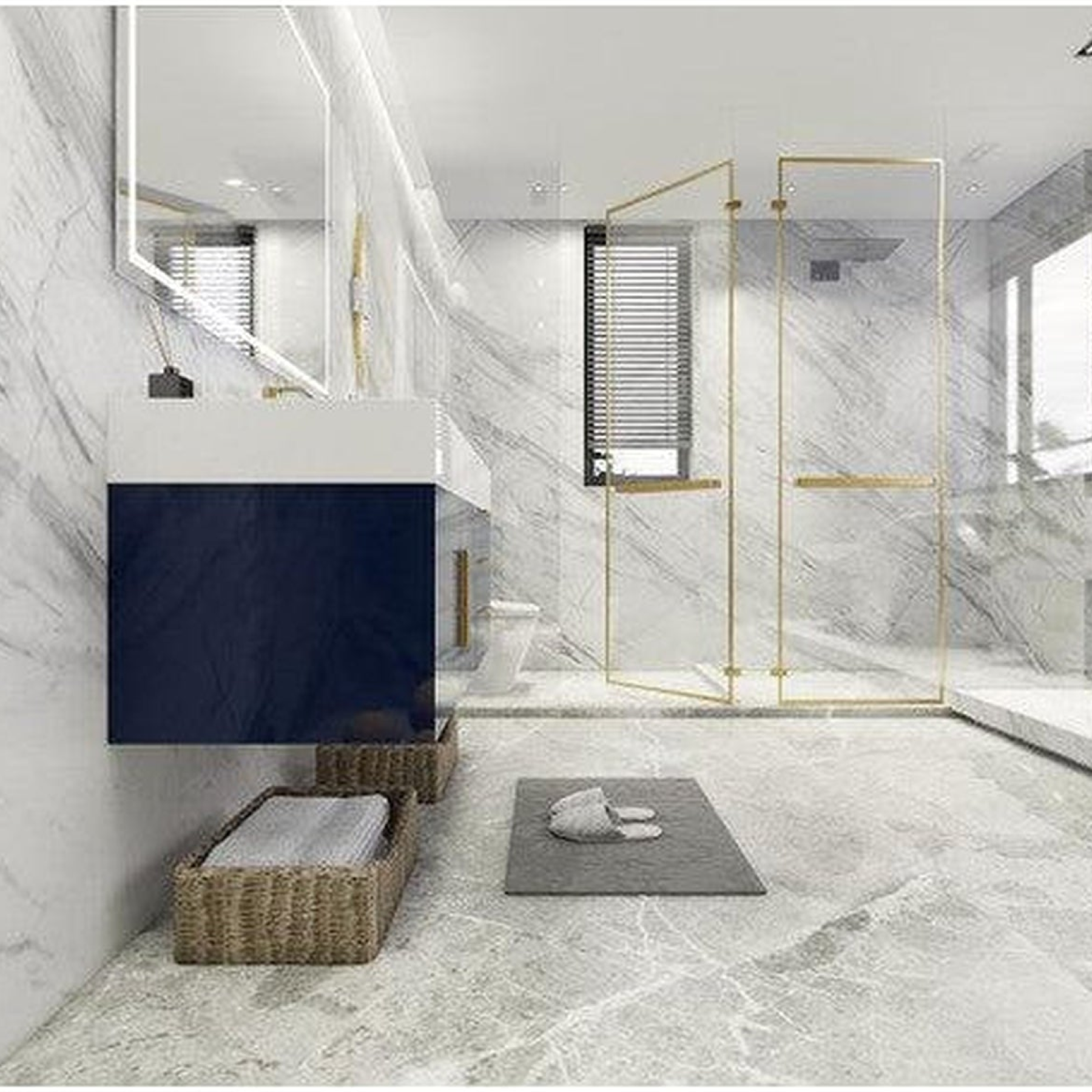 Elara 48" High Gloss Night Blue Wall-Mounted Vanity With Single Reinforced White Acrylic Sink