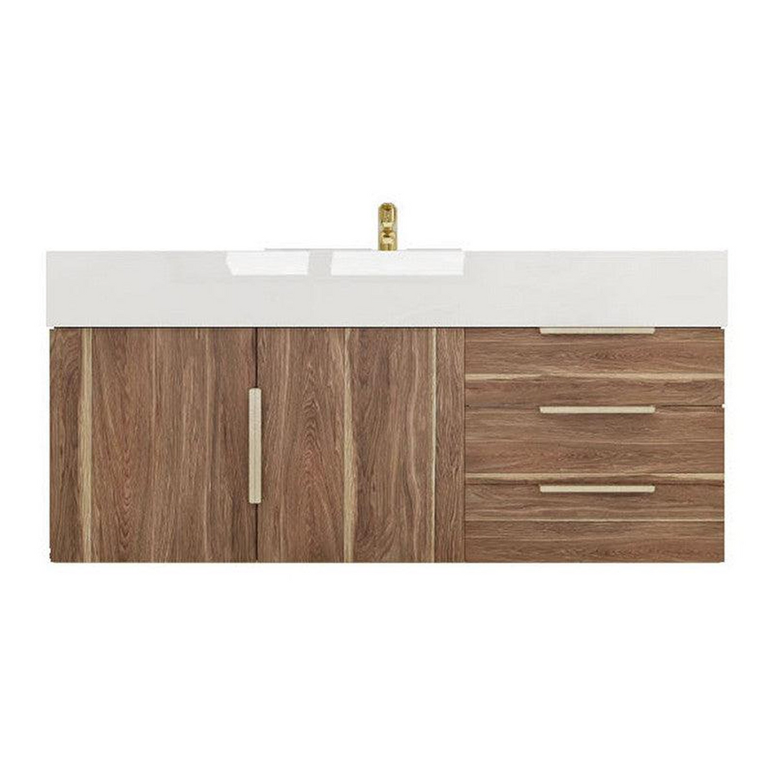 Elara 48" White Oak Wall-Mounted Vanity With Single Reinforced White Acrylic Sink